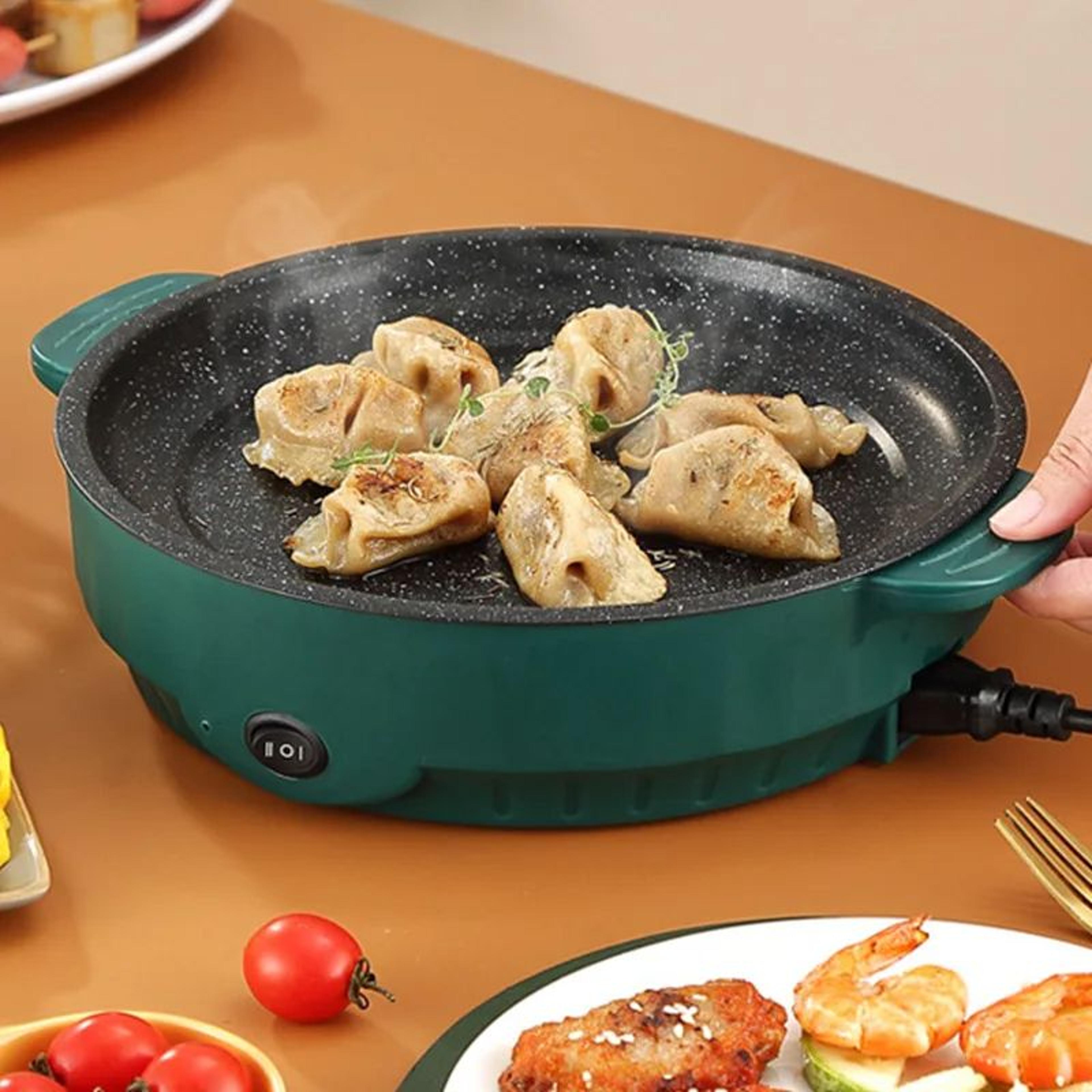 electric multicooker frying pan non-stick skillet cooker for bbq, steak, fish, household electric barbecue grill