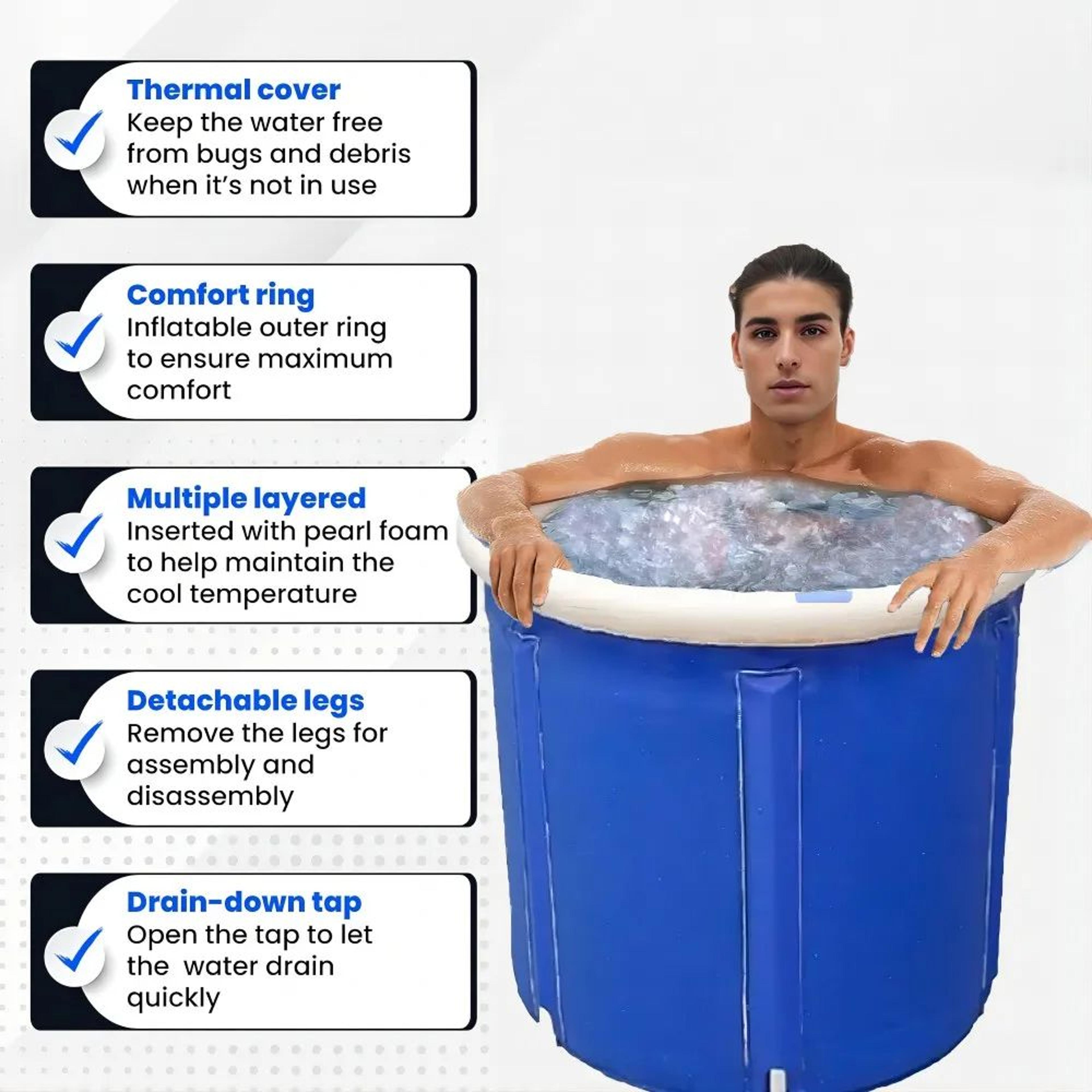 Ice Bath Portable Collapsible Bathtub Thicken Large Adult Inflatable Bath Bucket For Outdoor Water  2