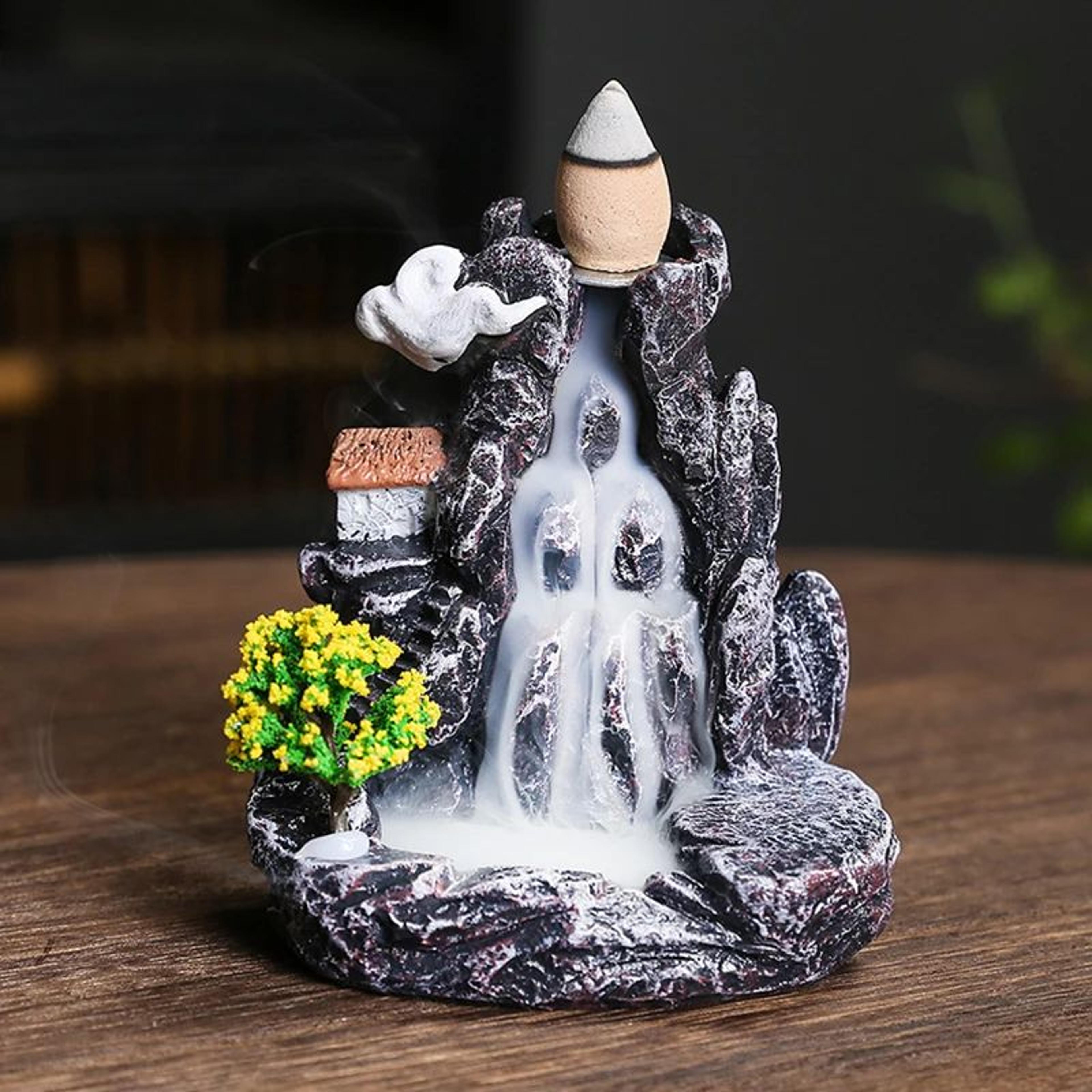 Waterfall Incense Burner Creative Resin Back Flow Censer Holder For Aromatherapy Zen Decor Indoor H 4