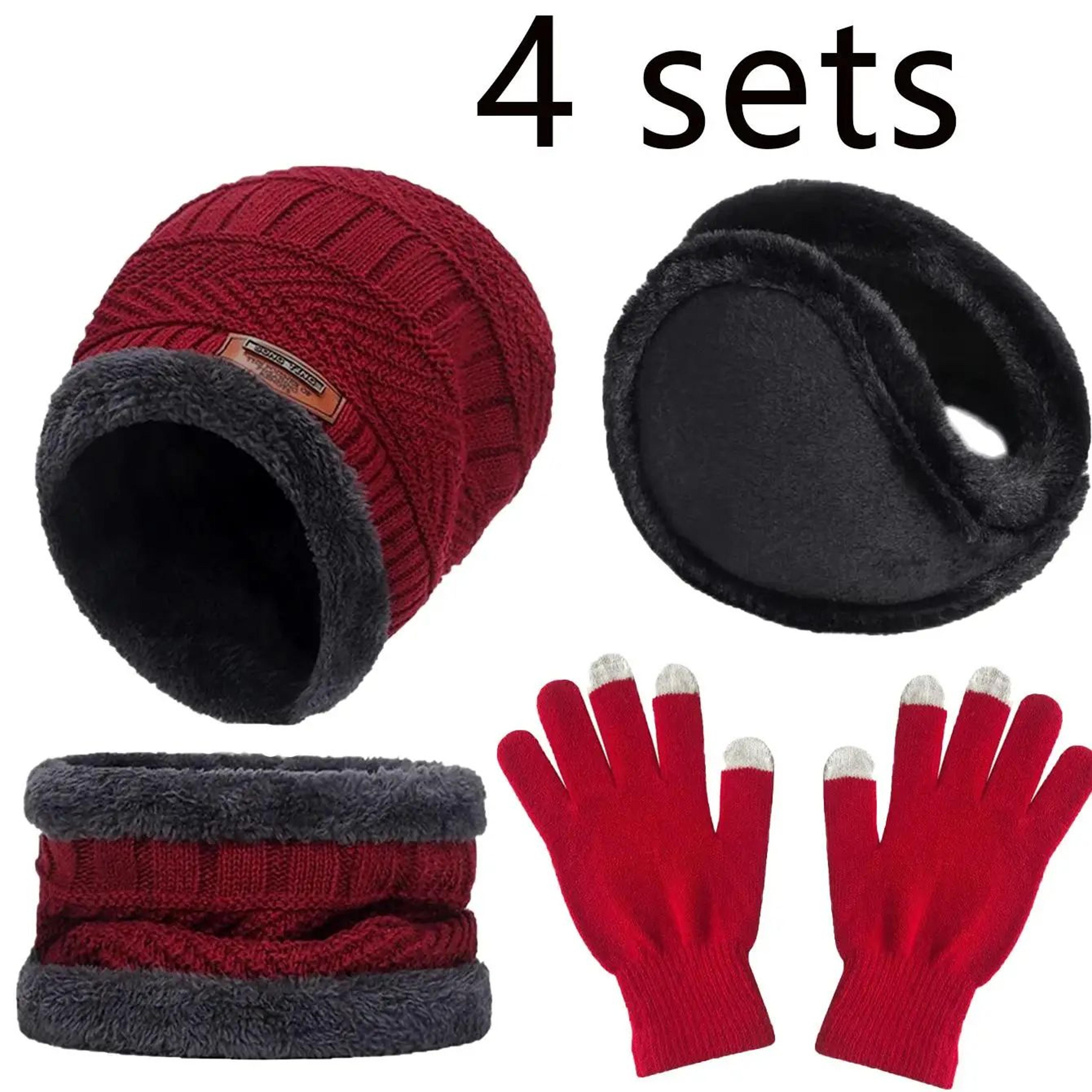 Winter Warm Velvet Hat Scarf Gloves Set Men Women  Girls Outdoor Riding Beanies  Neck Protection 2