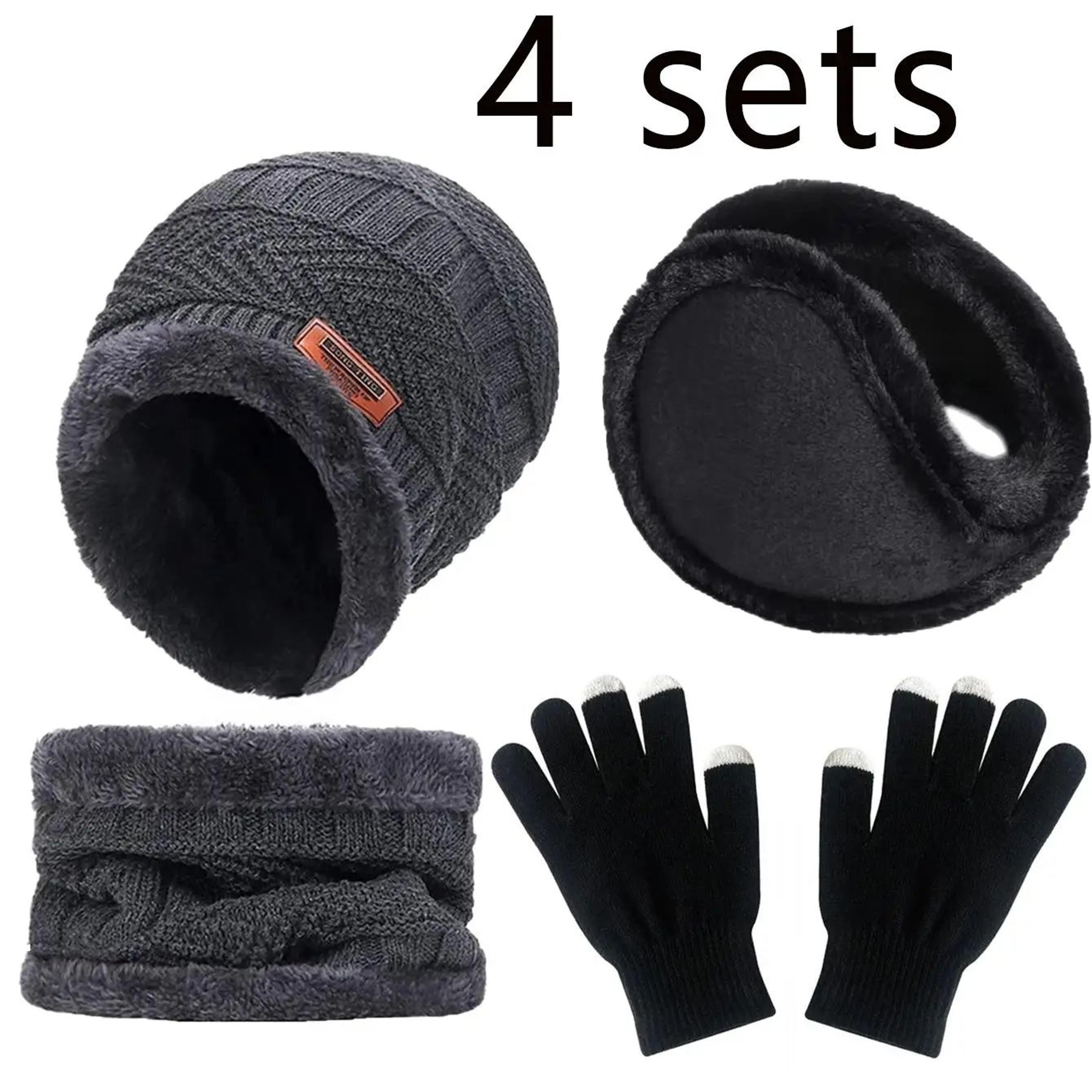 Winter Warm Velvet Hat Scarf Gloves Set Men Women  Girls Outdoor Riding Beanies  Neck Protection 3