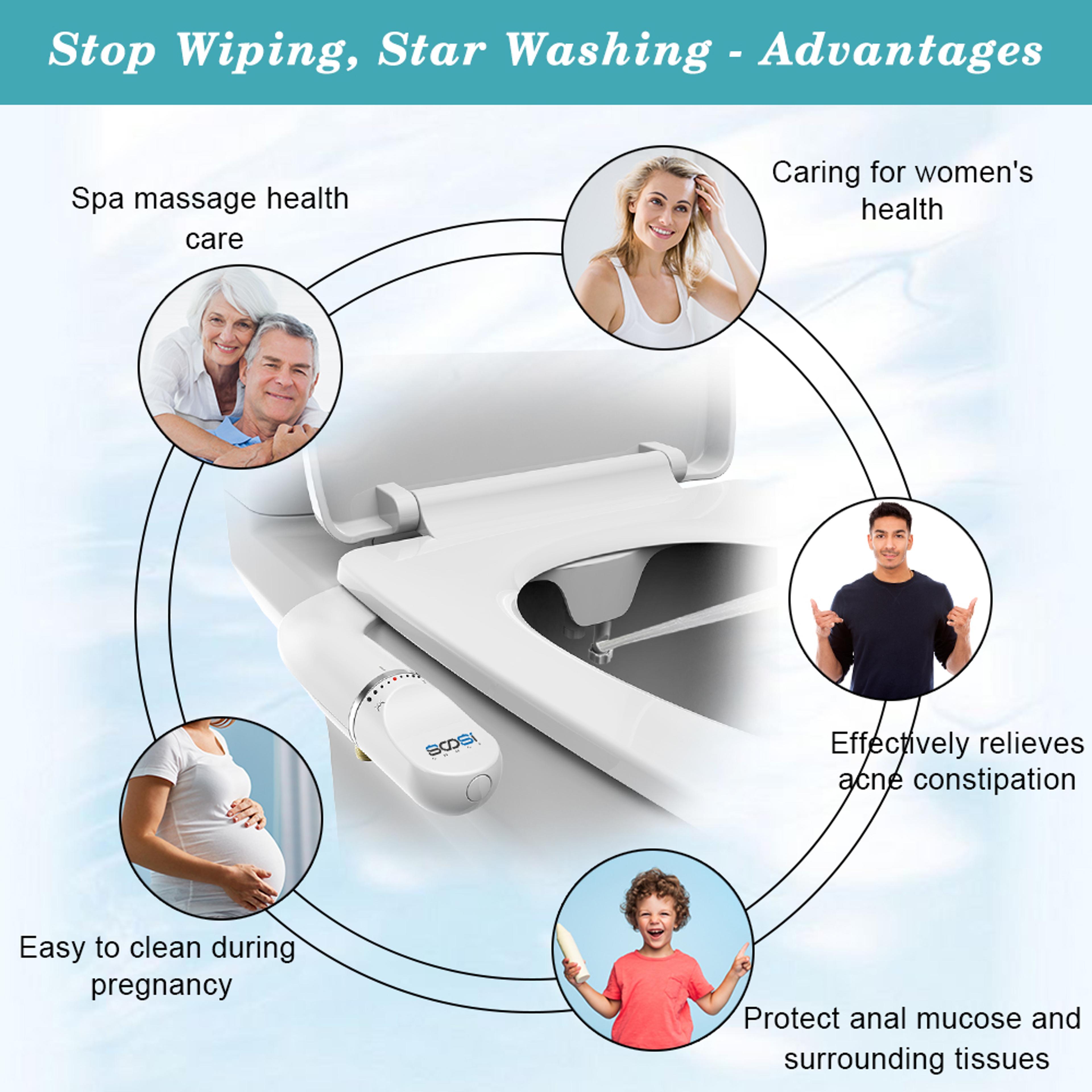Ultra Slim Bidet Toilet Seat Attachment NonElectric Cold Water Posterior Wash Dual Nozzle Adjustabl 5