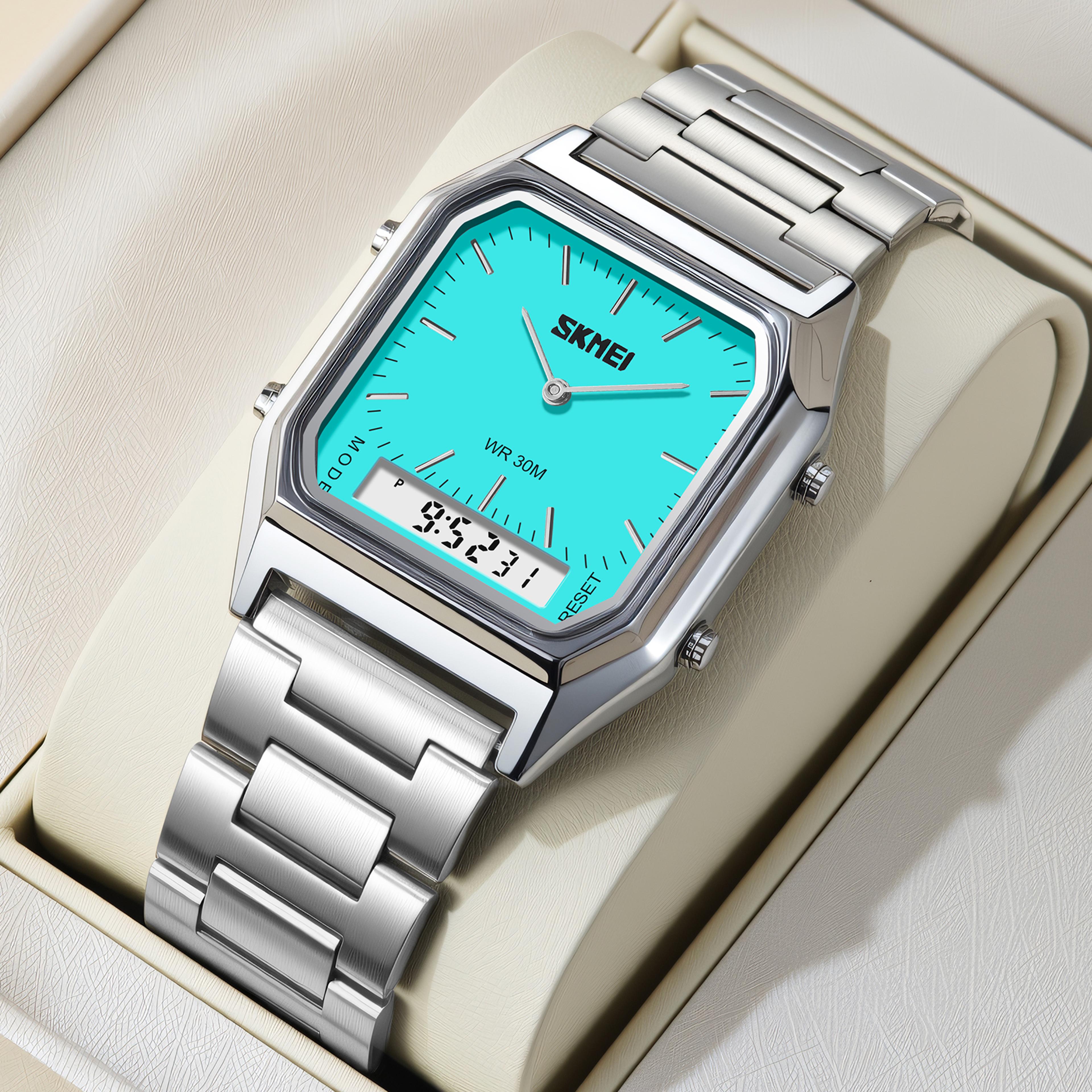 skmei digital watch for men women, dual display quartz timepiece, 3time luminous waterproof fashion wristwatch