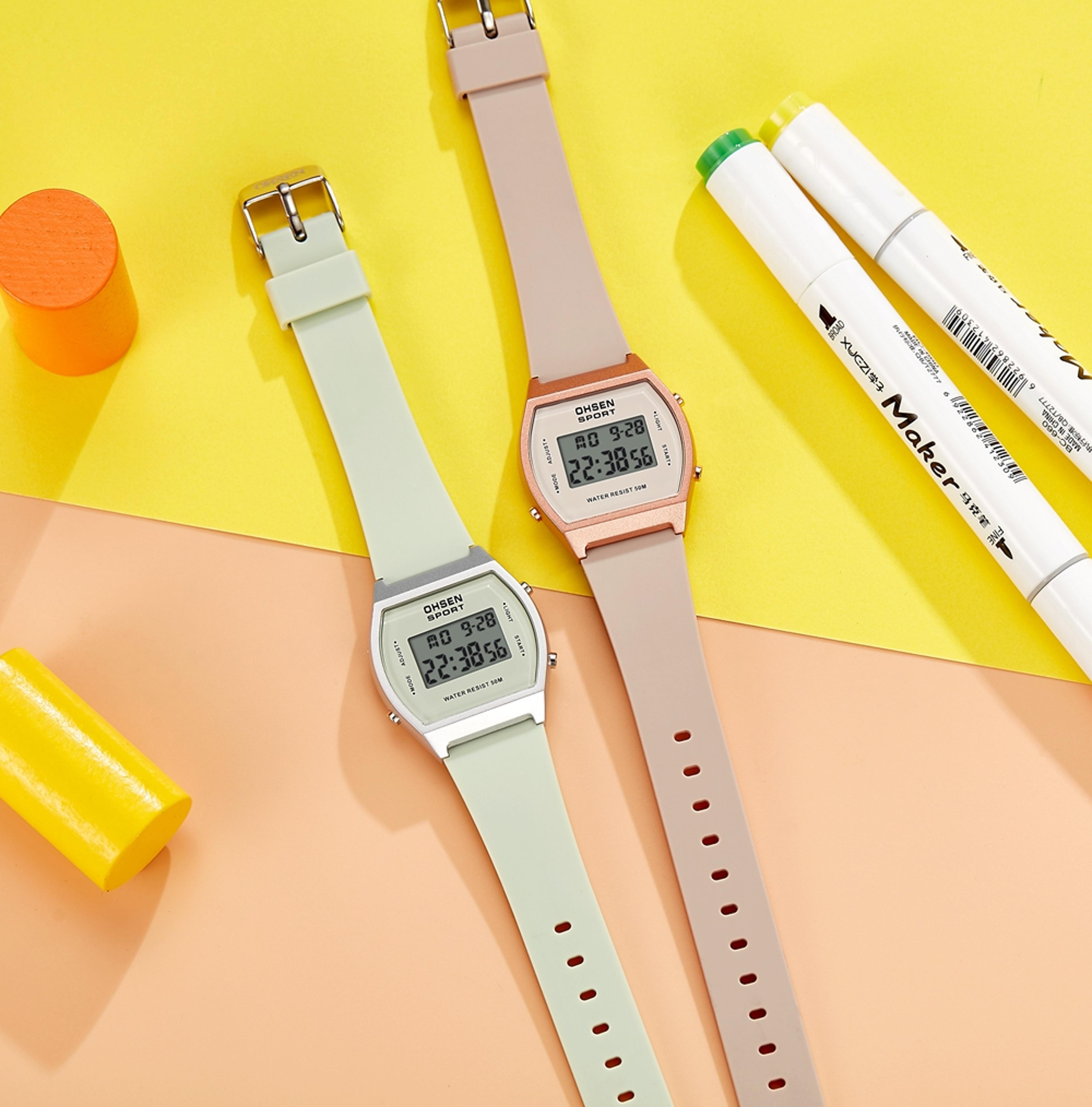 white fashion digital watches for women waterproof, electronic ladies sport watch, reloj mujer with alarm clocks