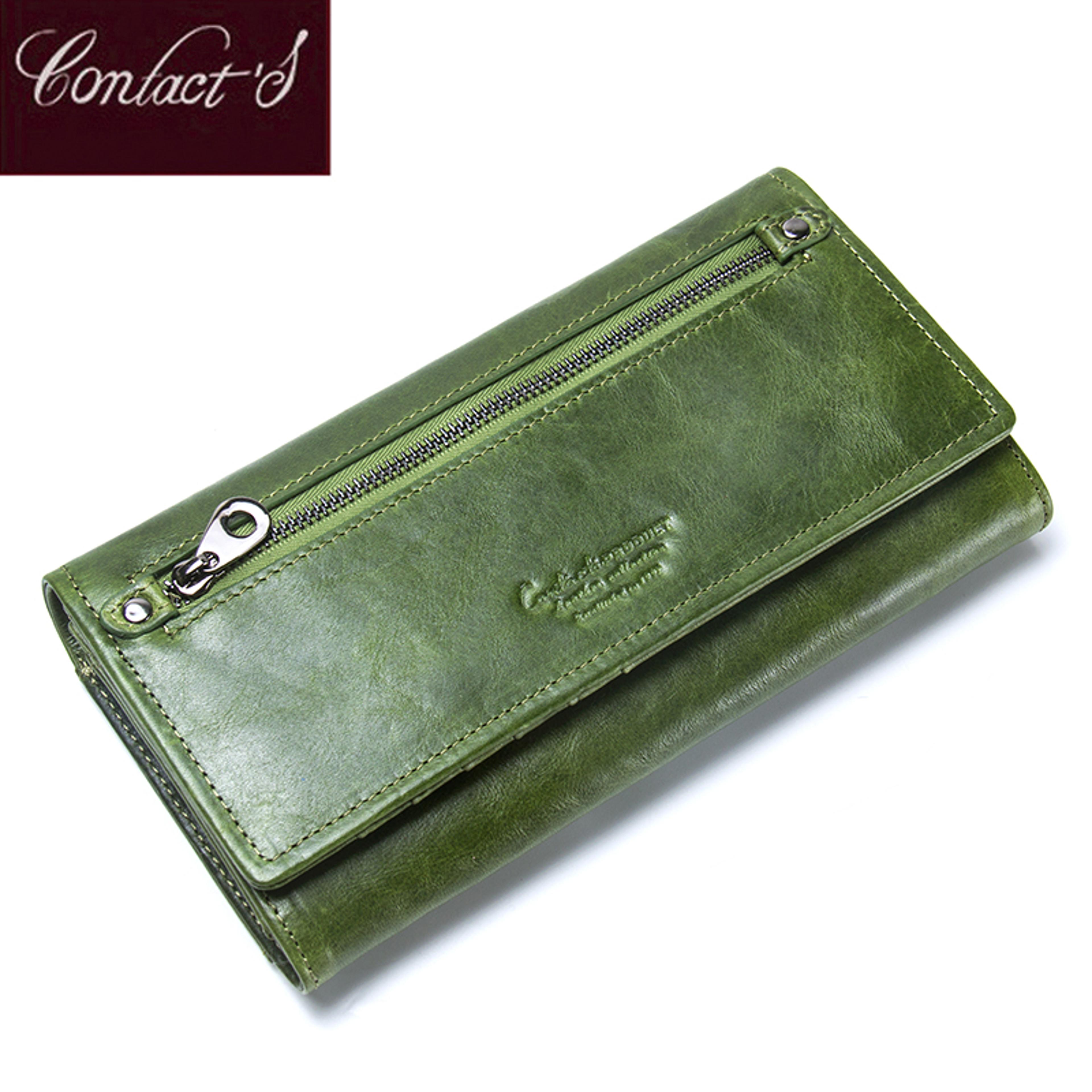 genuine leather women wallets by contact's, female long clutch wallet, large capacity phone purse photo holder