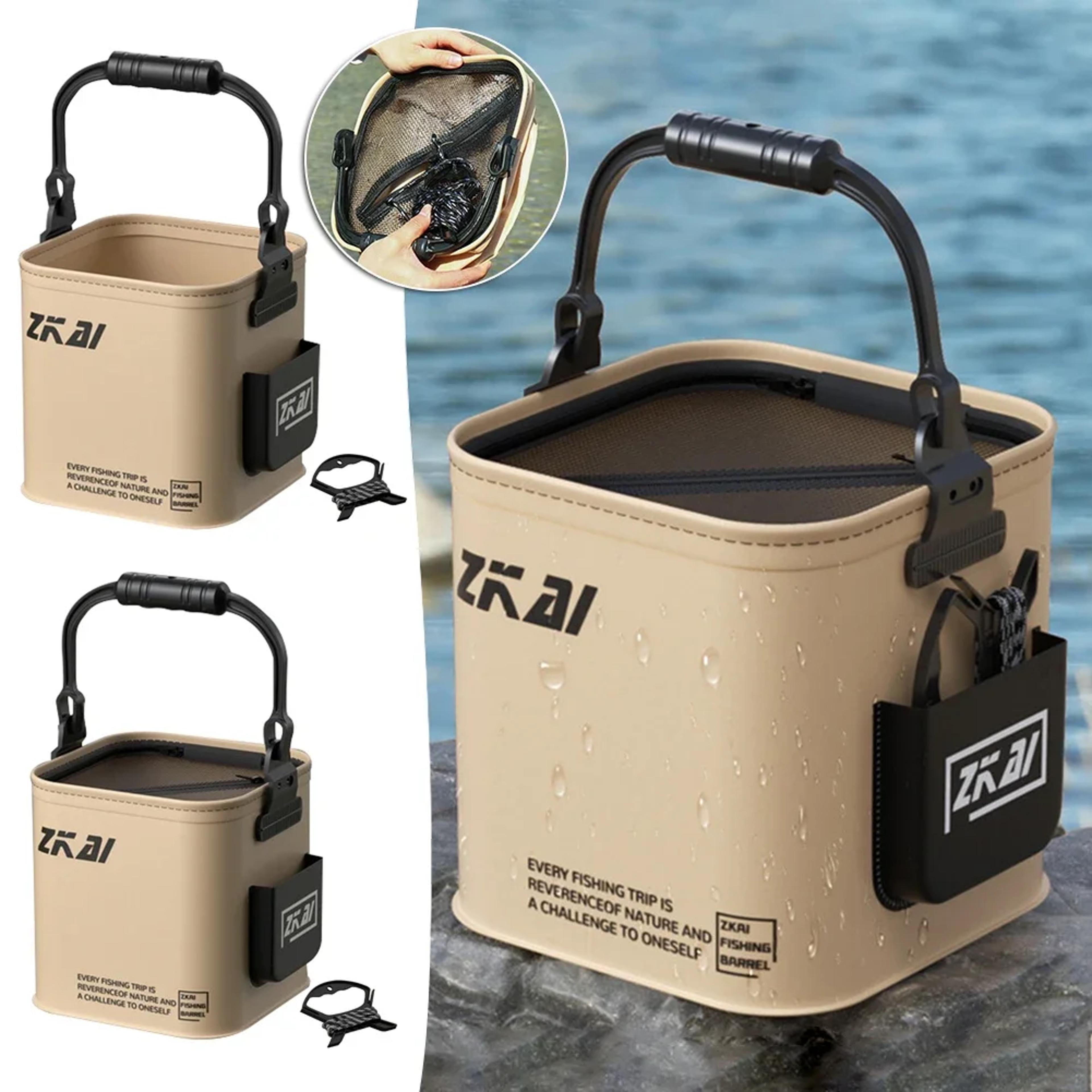 foldable fishing bucket,waterproof collapsible camping bucket,durable eva material with comfortable handle,& fish storag