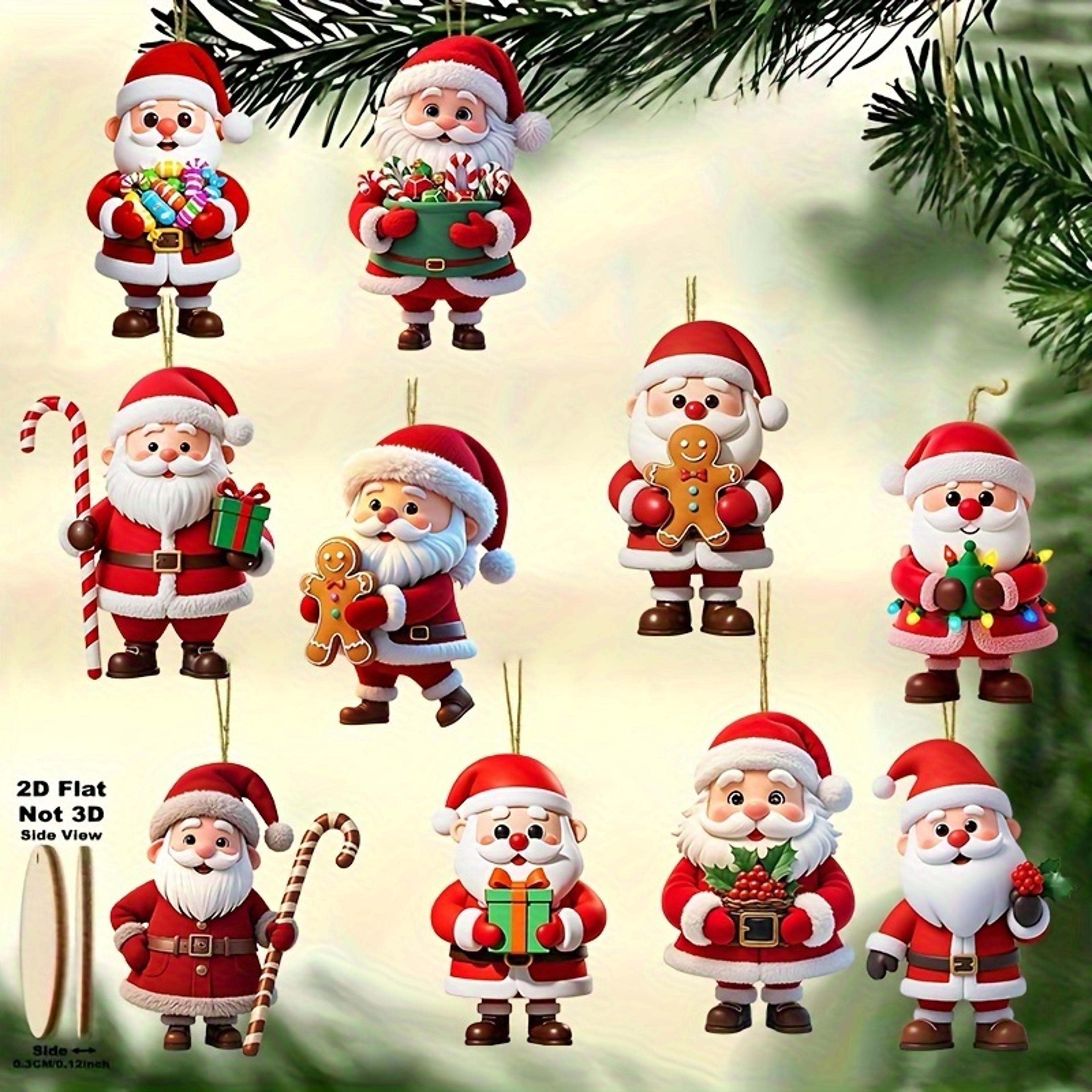 Wooden Gingerbread Man Santa Claus Christmas Ornament Flat Tree Pendant Festive Home Decoration Gif 4