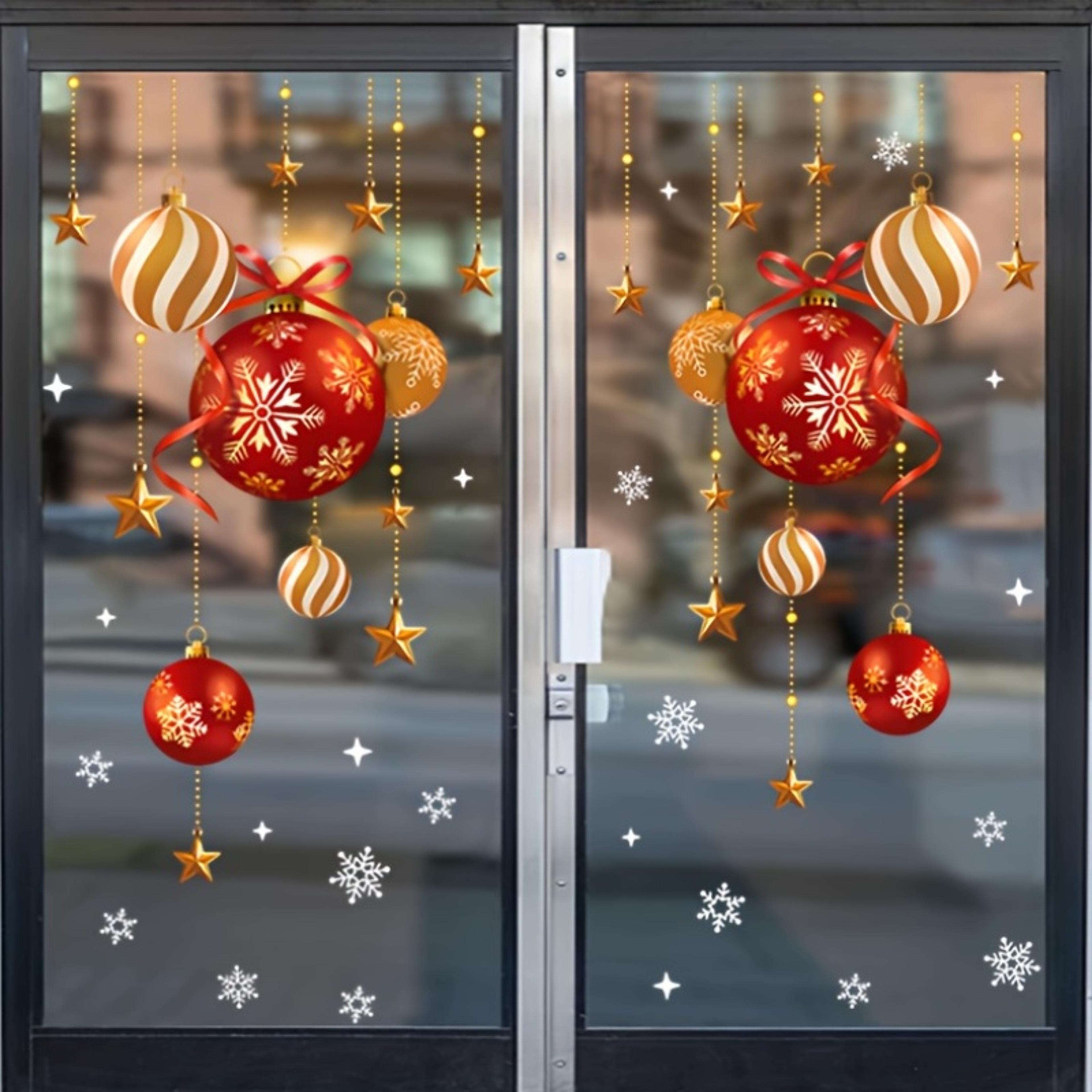 Festive Atmosphere Decoration Snowflakes Stars Colorful Balls Christmas Stickers Decorative Glass W 1