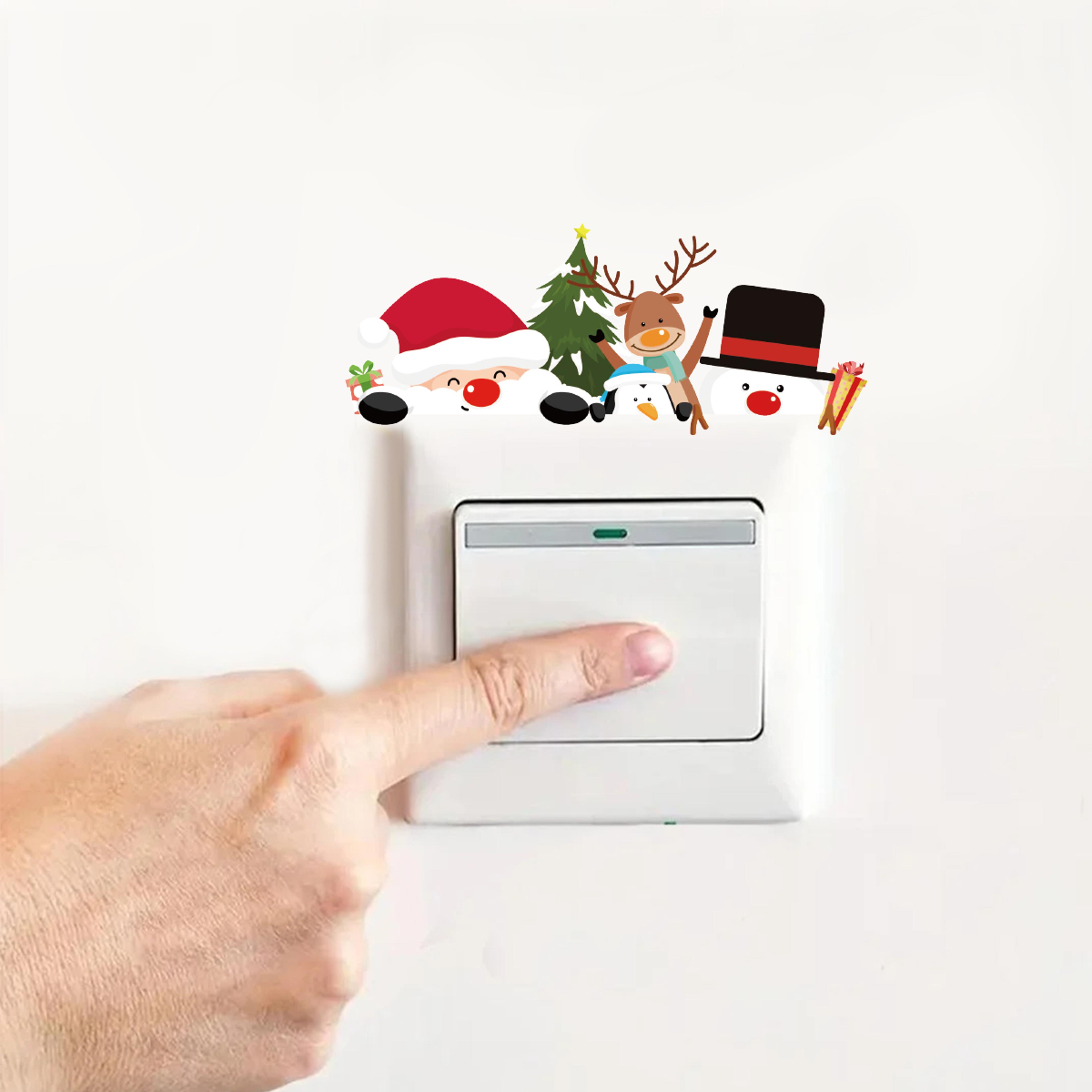 graffiti sticker xmas new year gift, christmas wall switch decor sticker, christmas decor for home santa claus