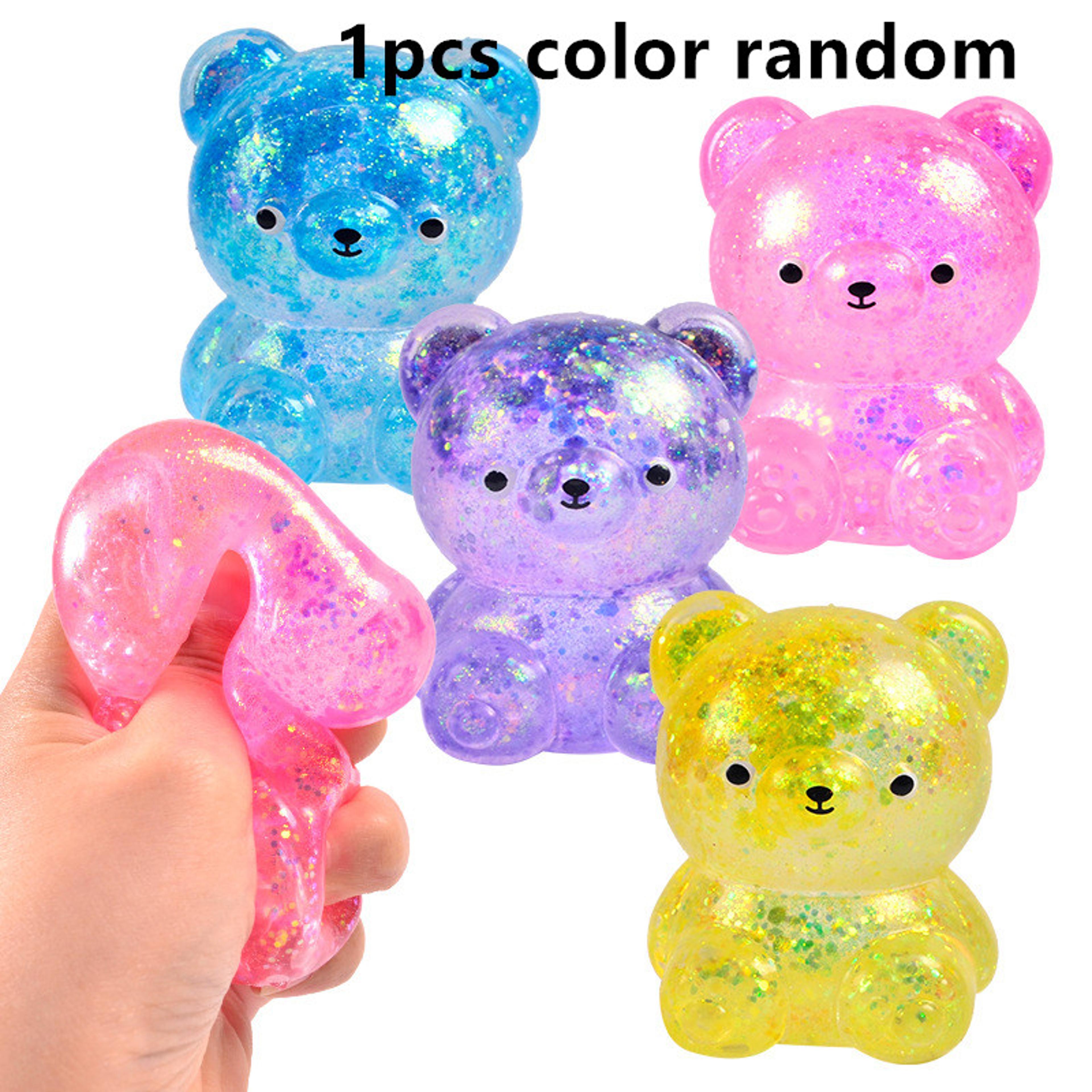 Glitter Gummy Bear Stress Relief Toy Soft Squishy Fidget Toy For Kids  Adults 6