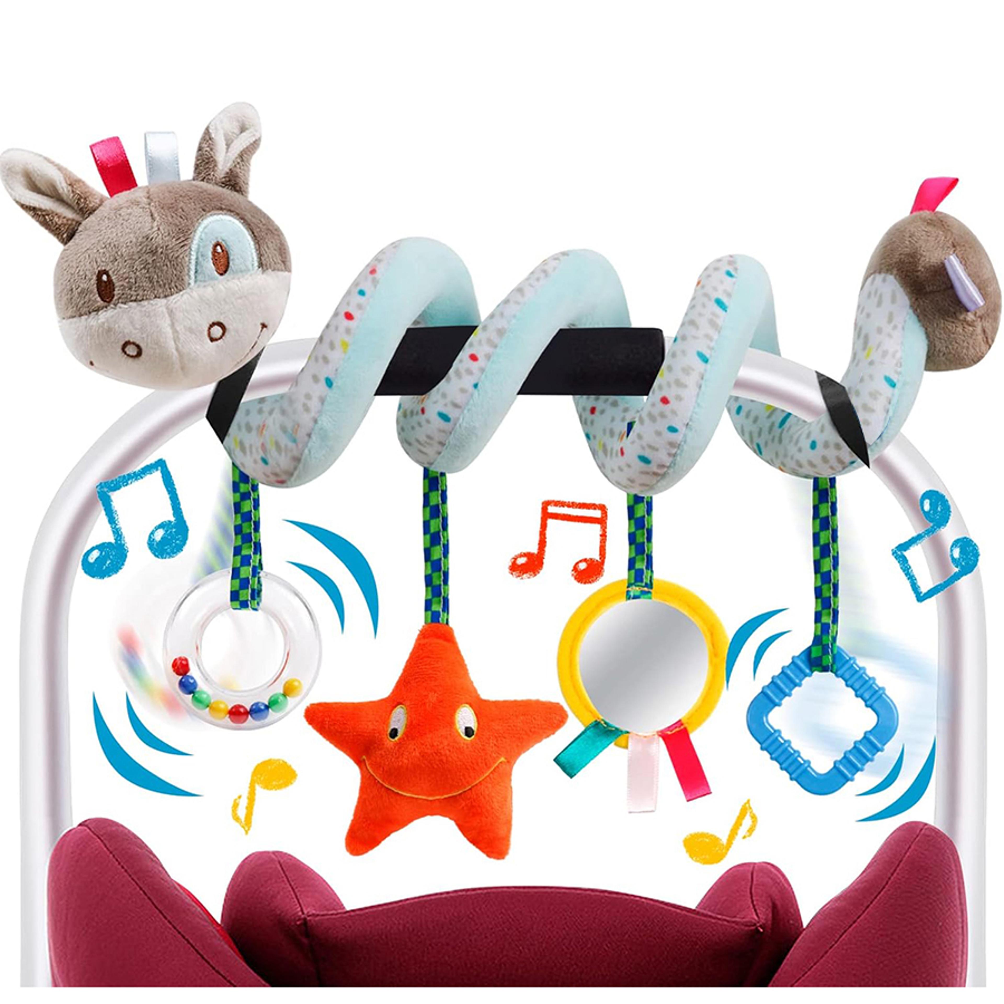 snuggle spiral baby car seat toy for stroller and crib sensory play