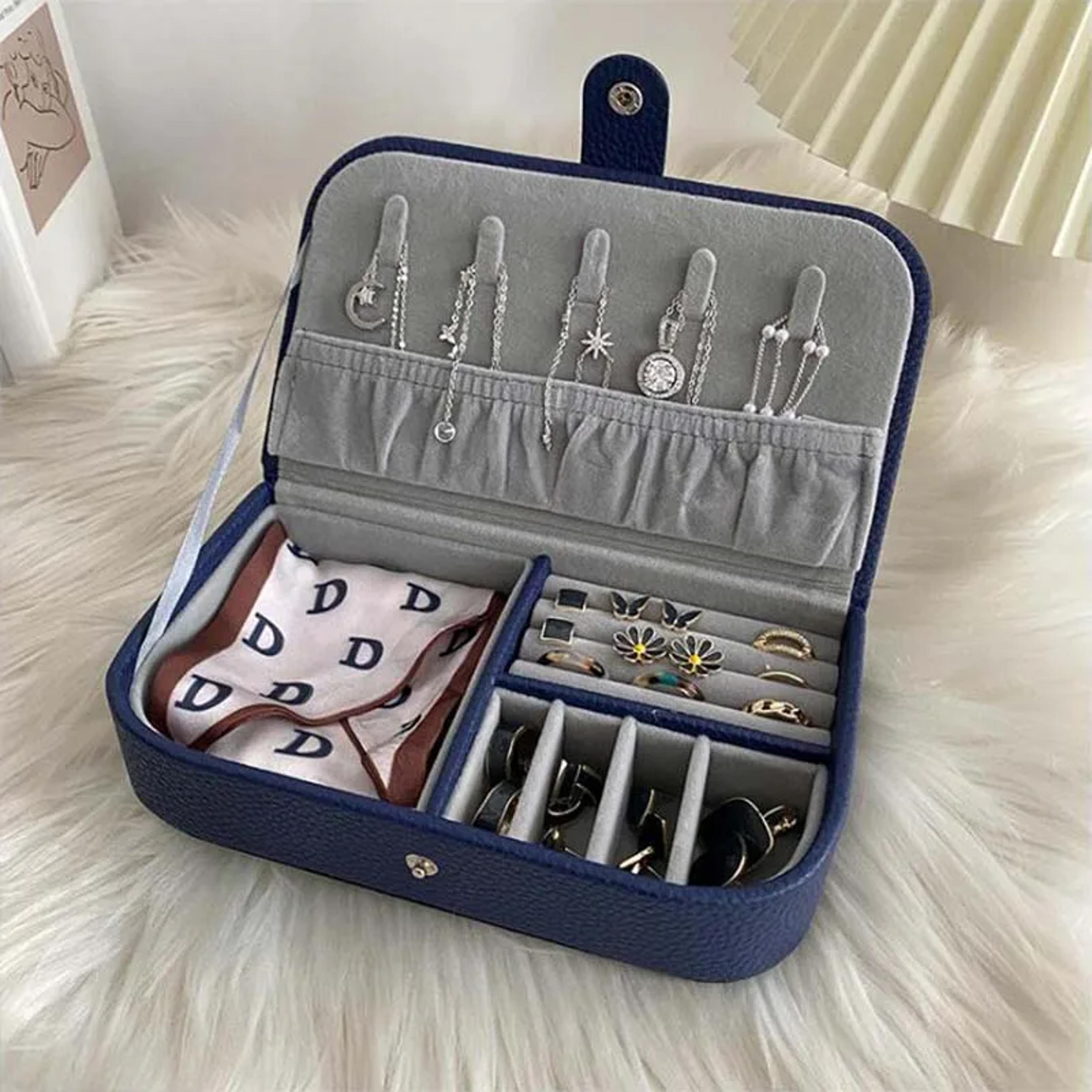 elegant travel jewelry organizer case for rings, necklaces & earrings