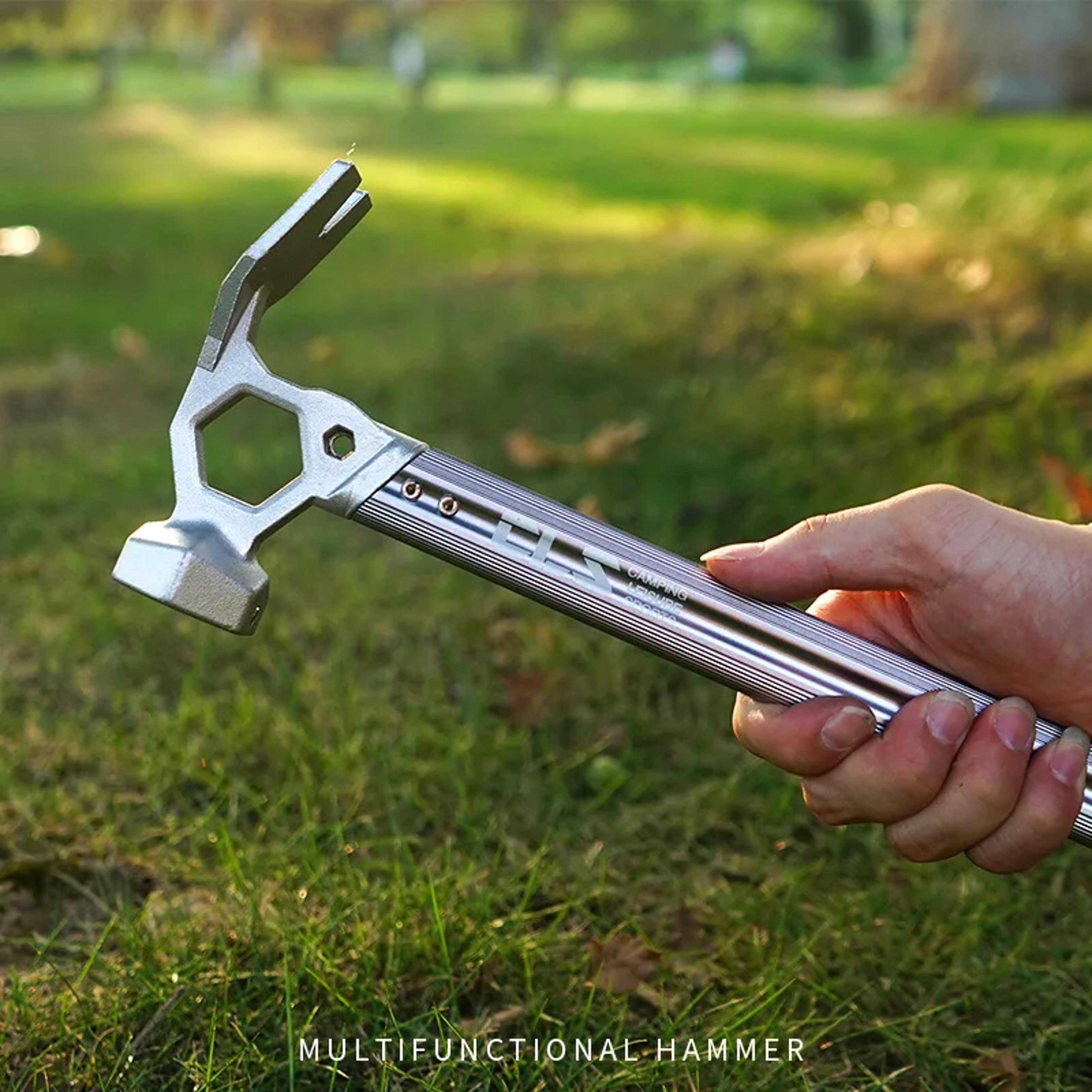 heavy duty multifunction camping hammer with tent hammer tool & nail puller stainless steel outdoor stake hammer