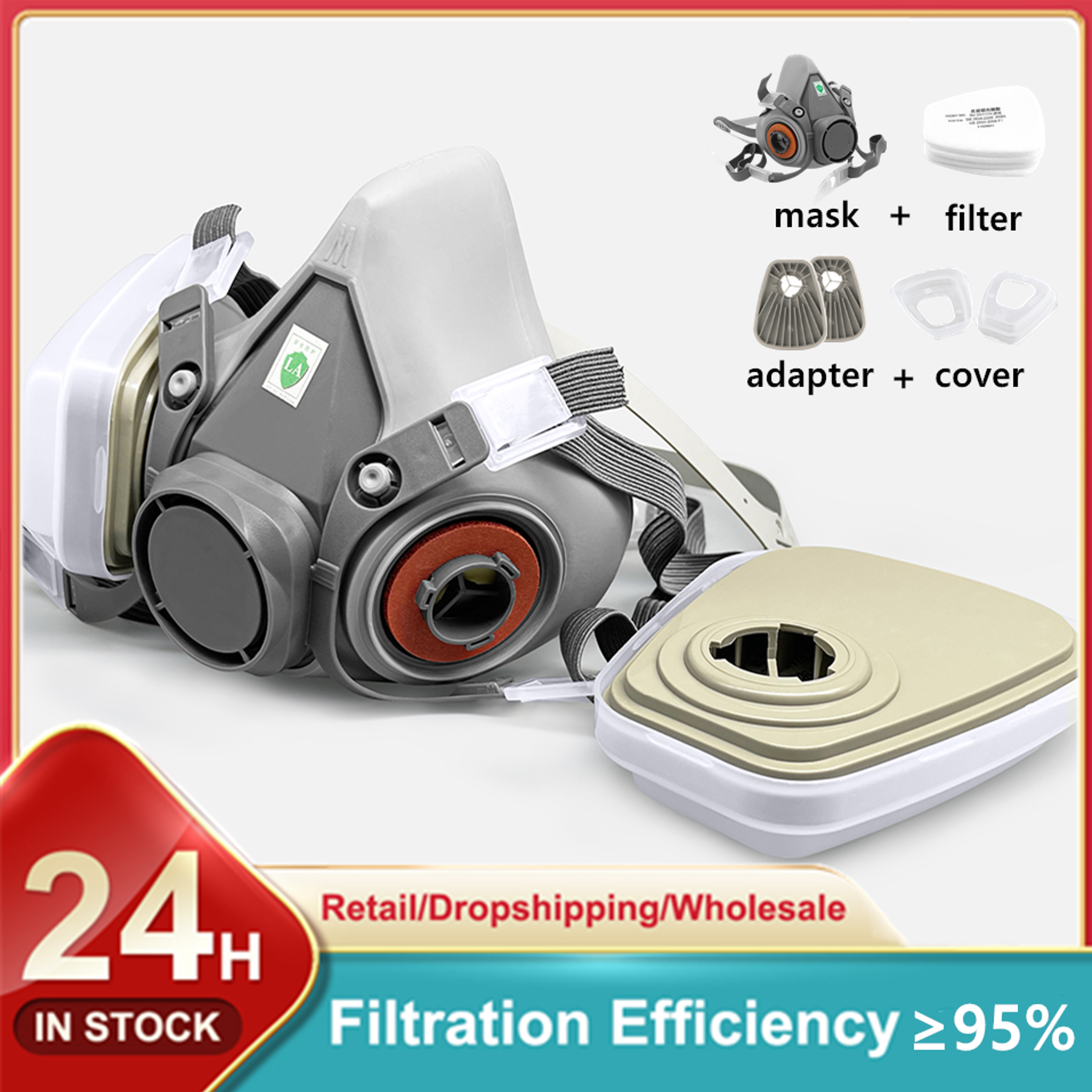 half face gas mask with filters dust & paint protection