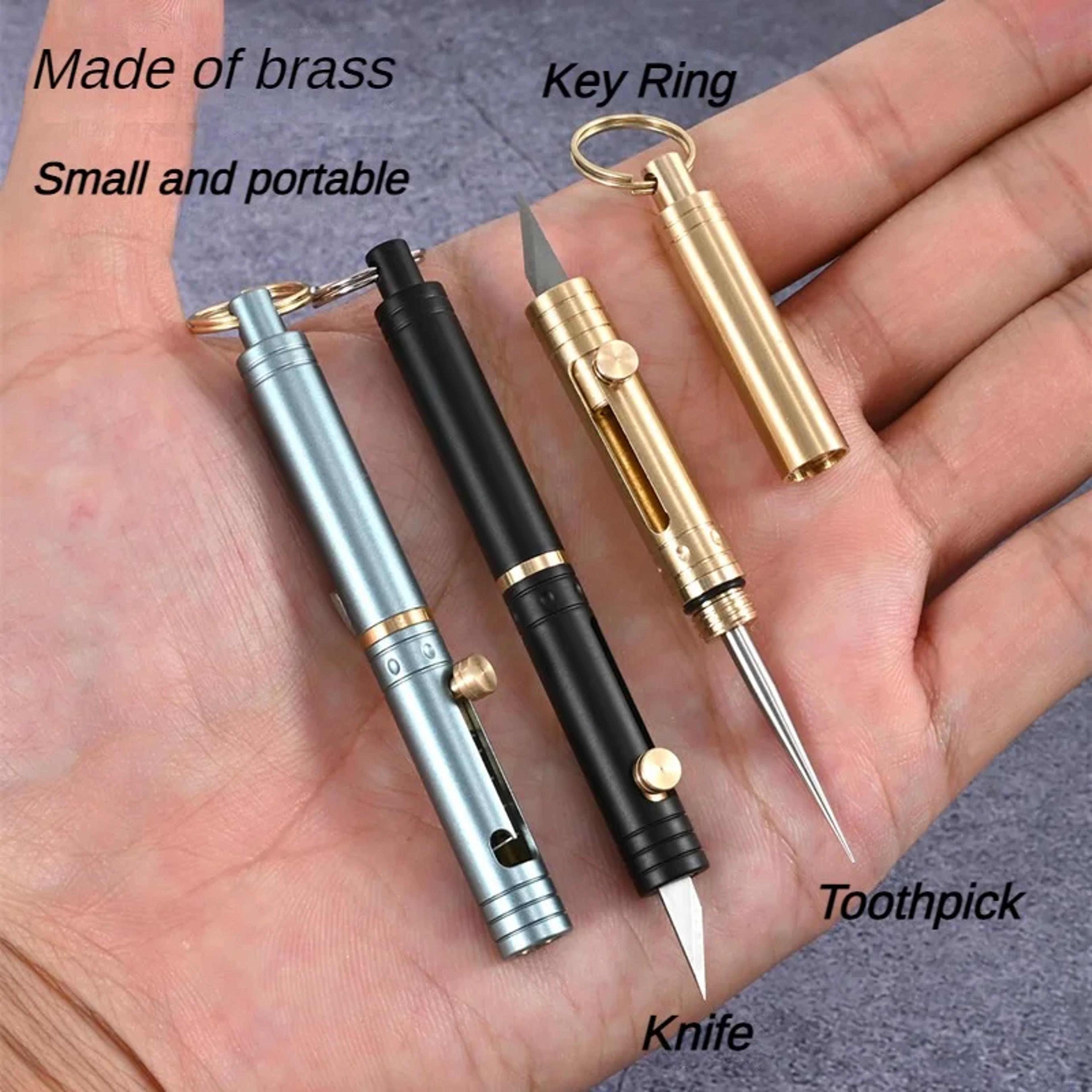 EDC Brass Toothpick Keychain Multi Tool Pocket Utility Pick 1