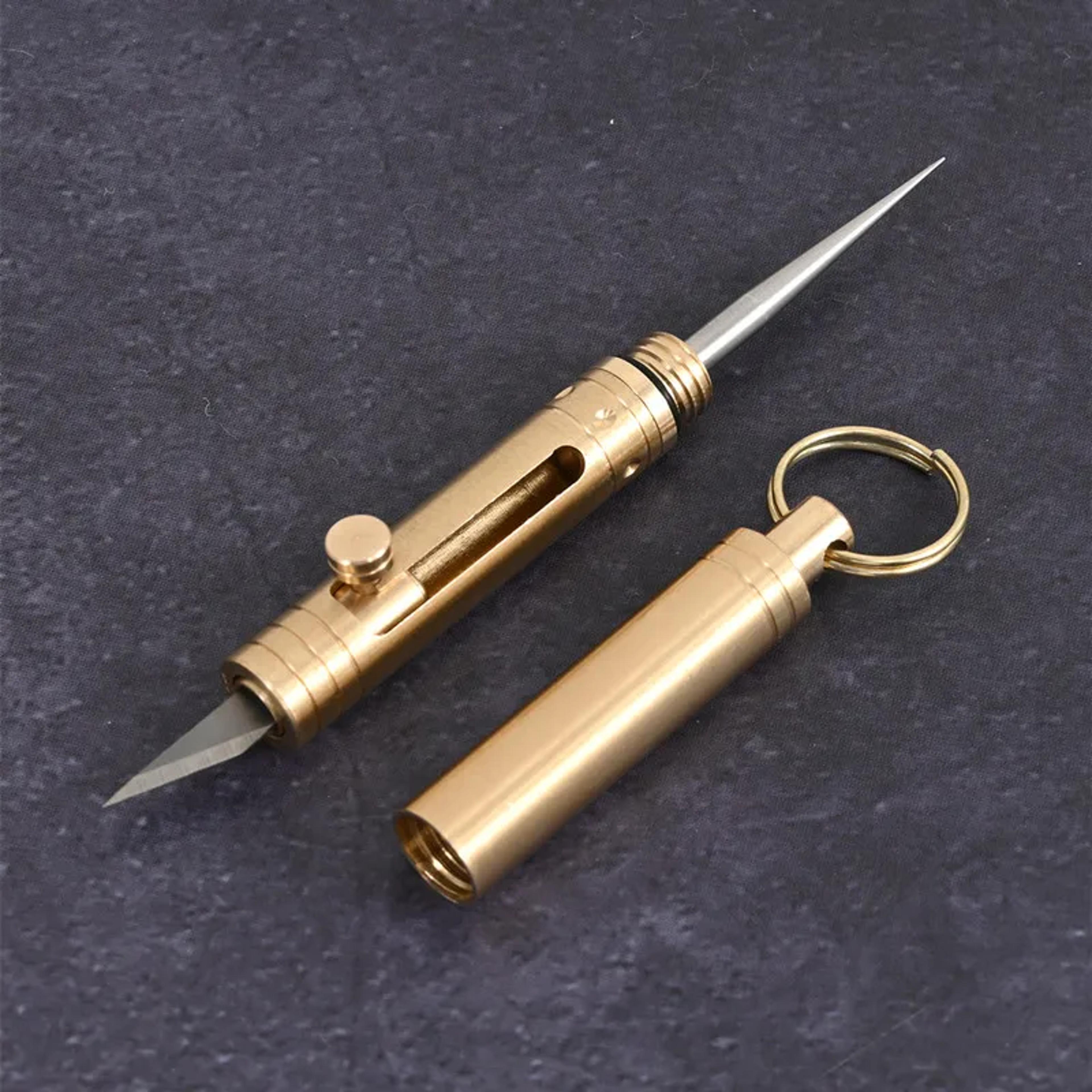 EDC Brass Toothpick Keychain Multi Tool Pocket Utility Pick 3