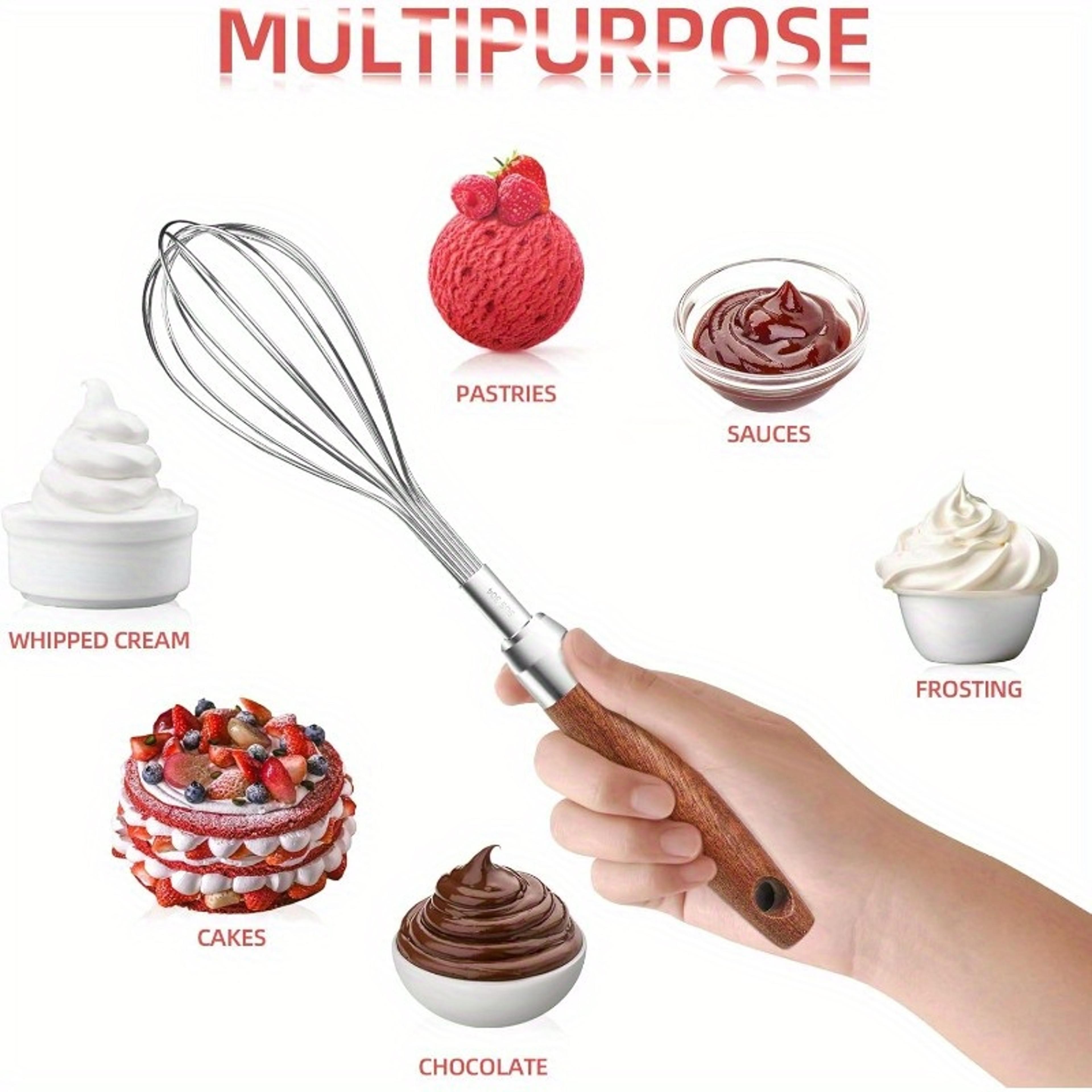RusticGrip Stainless Steel Whisk With Wooden Handle For Baking Cooking  Mixing 1