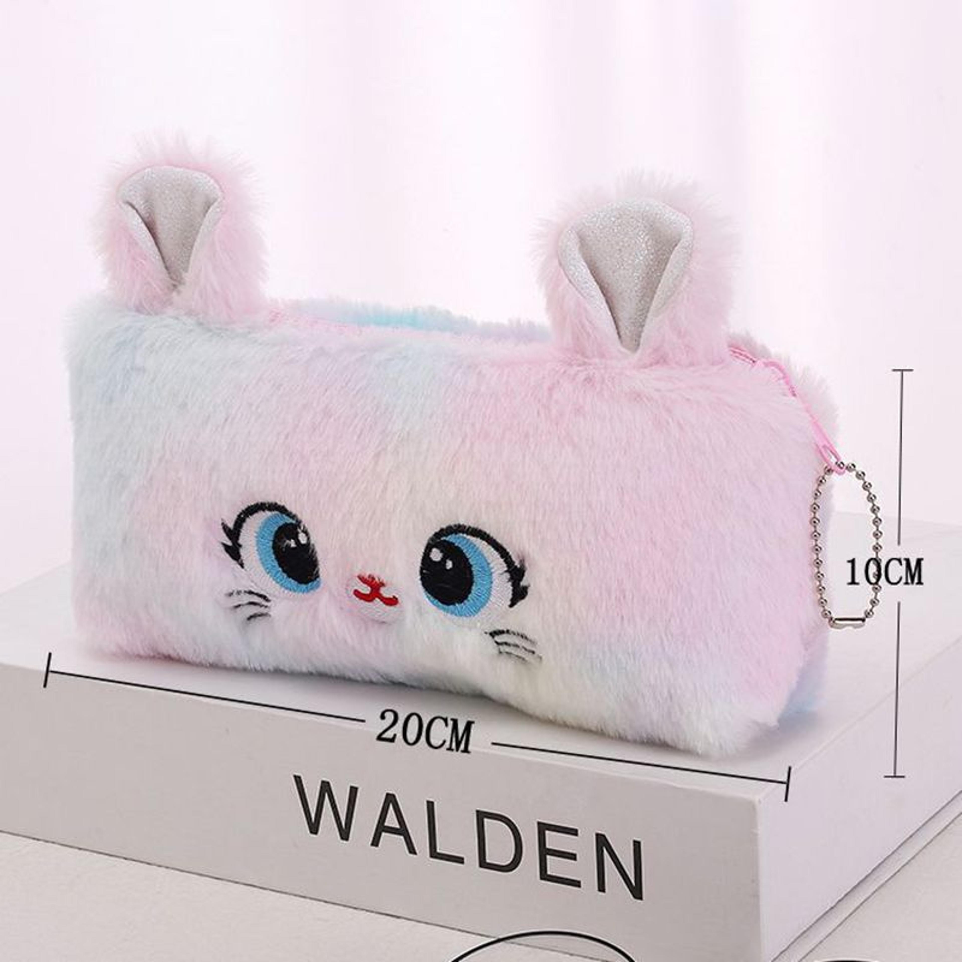 Cute Cat Plush Pencil Case Large Capacity Pencil Pouch For Girls  Kids 1