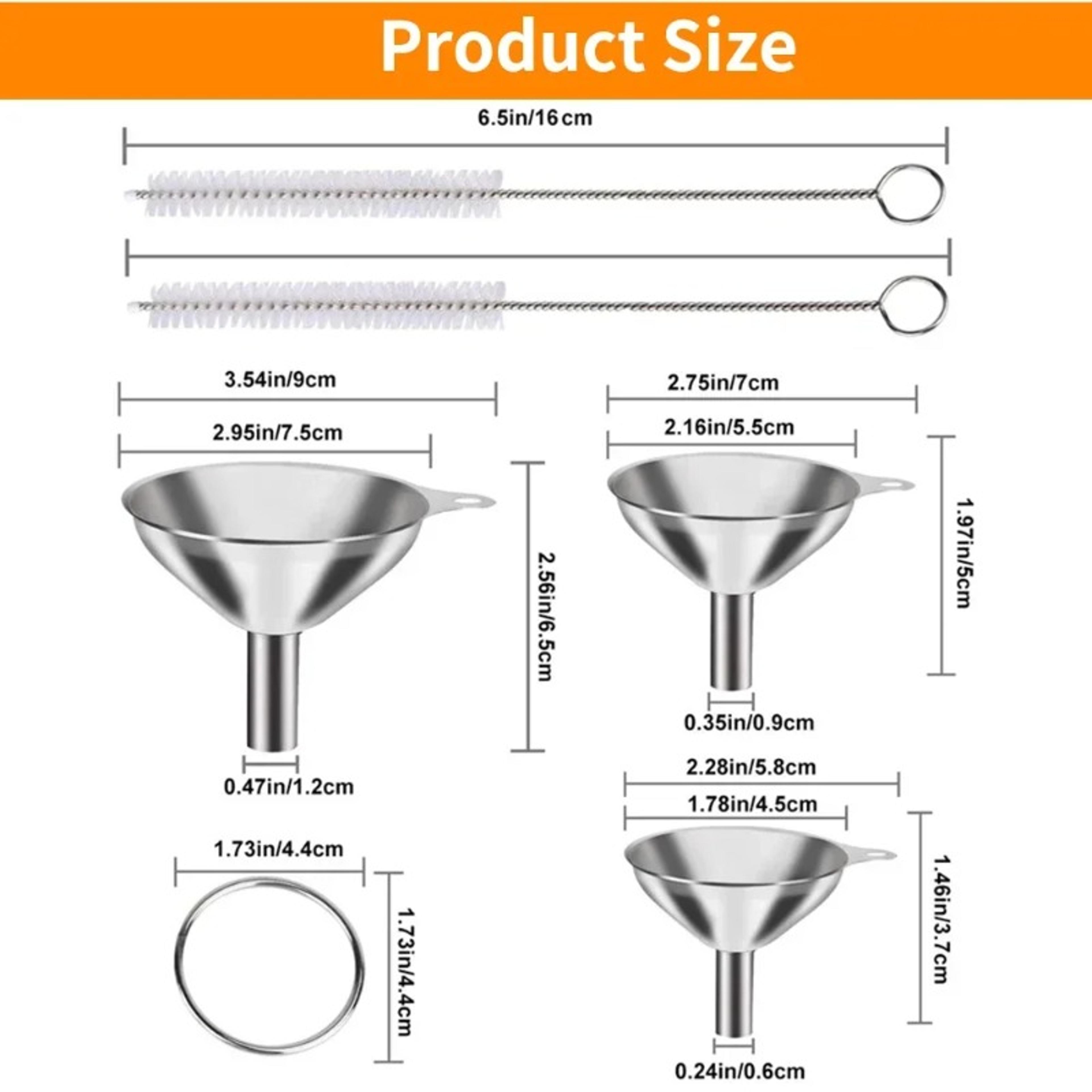Stainless Steel Mini Funnel Set For Bottles Essential Oils  Powder Filling 5