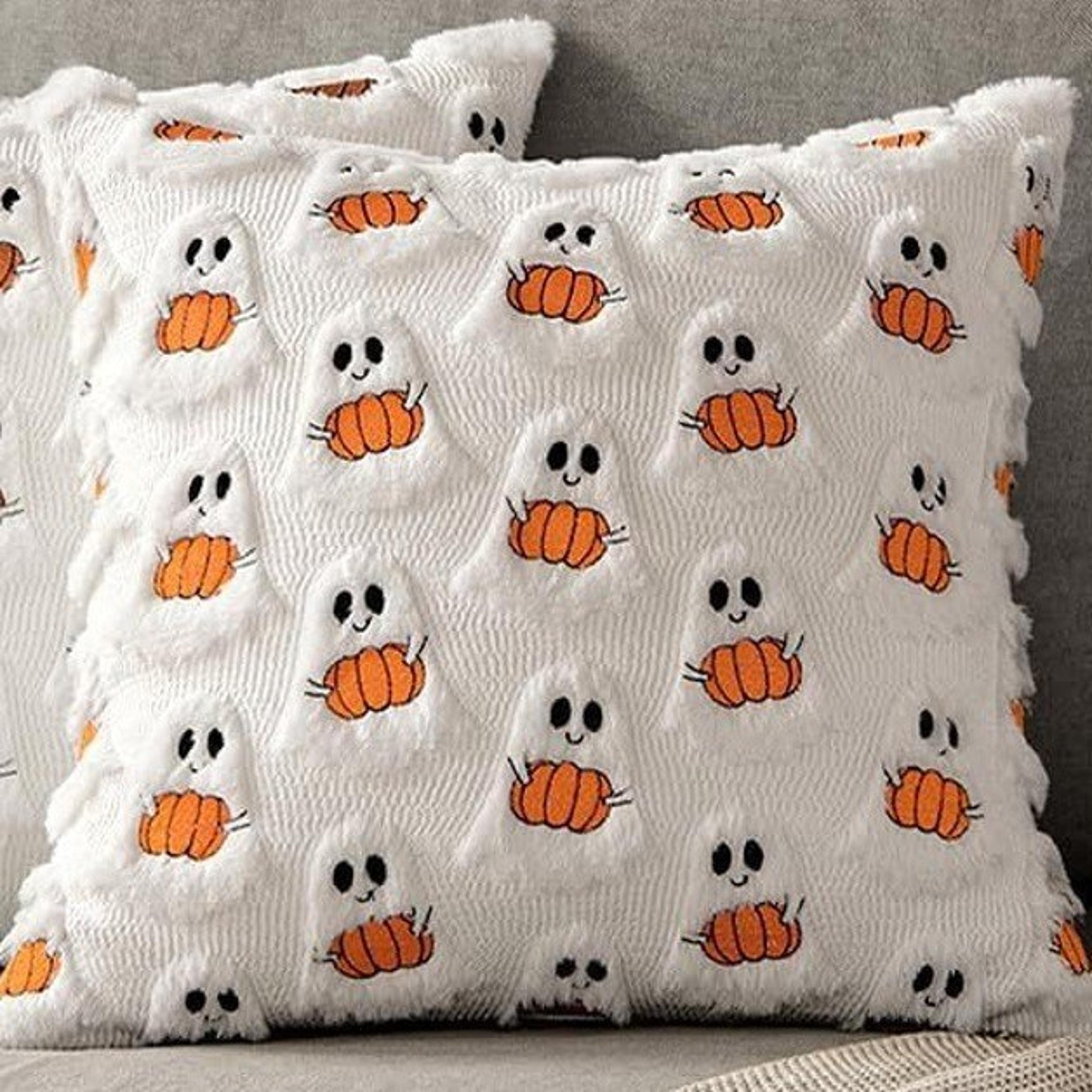 Cozy Pumpkin Plush Pillow Covers For Fall Sofa And Halloween Home Decor 9