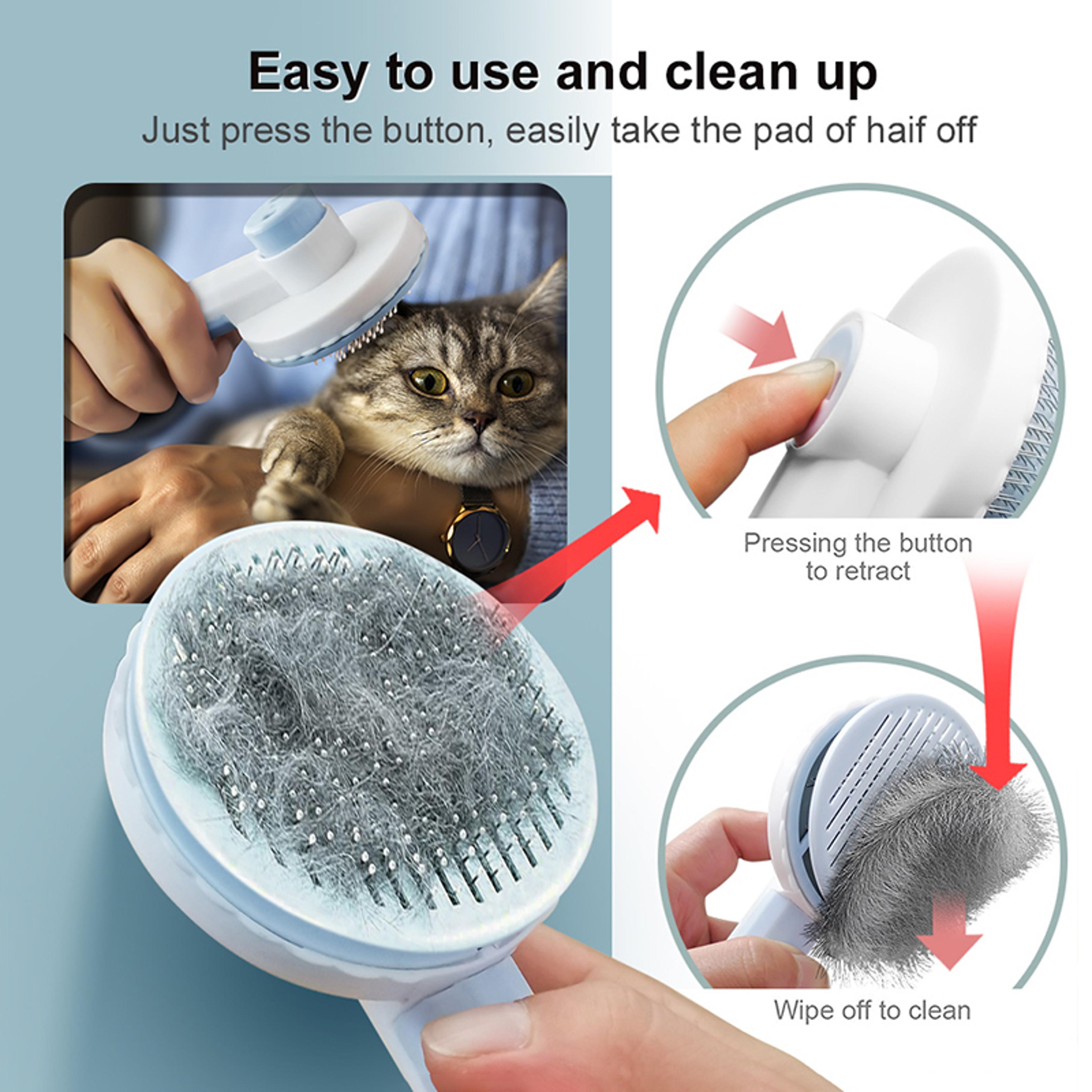 Gentle Self Cleaning Cat Grooming Brush For Shedding Hair And Undercoat Care 2