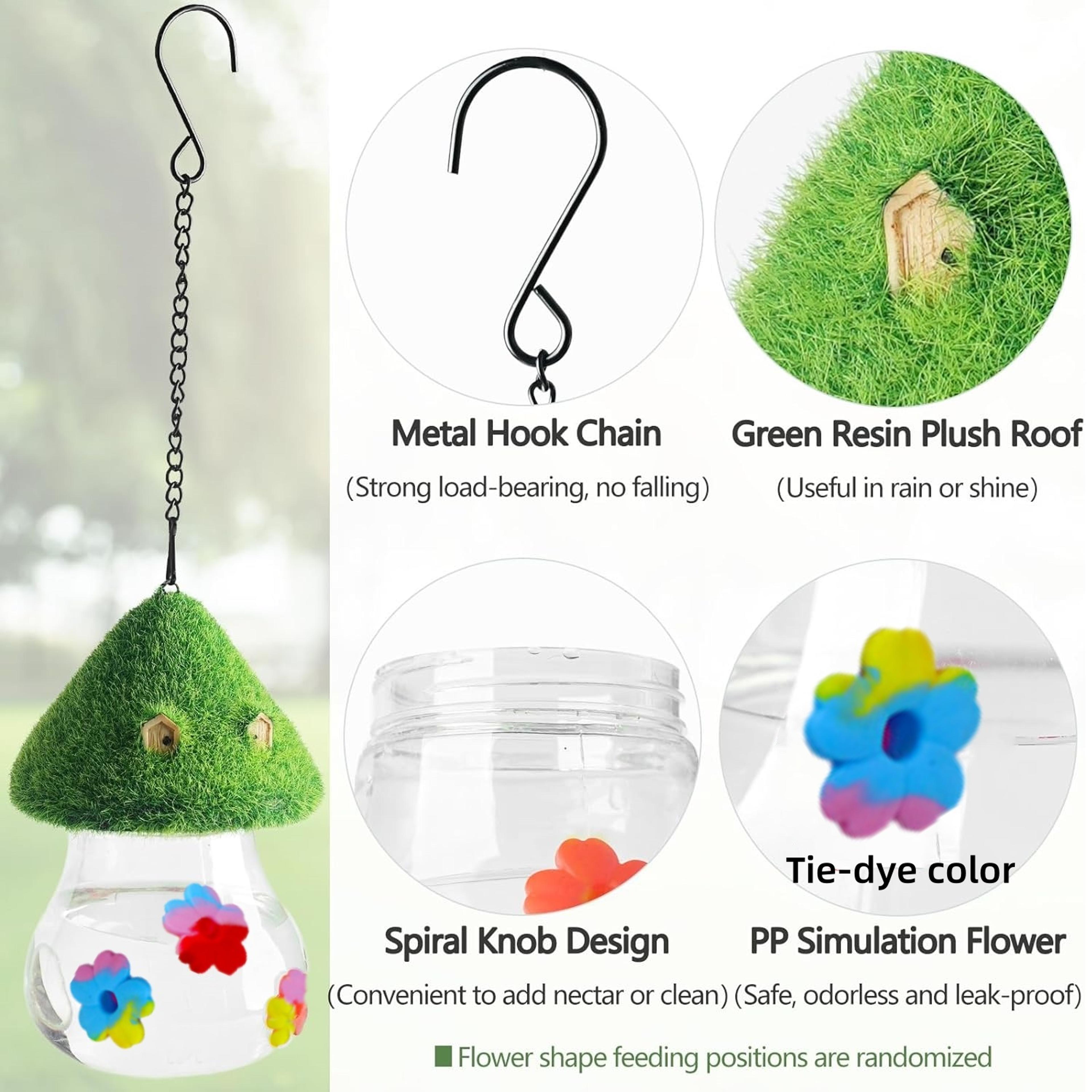 Solar Mushroom Hummingbird Feeder Wind Chime For Outdoor Garden Decor 3