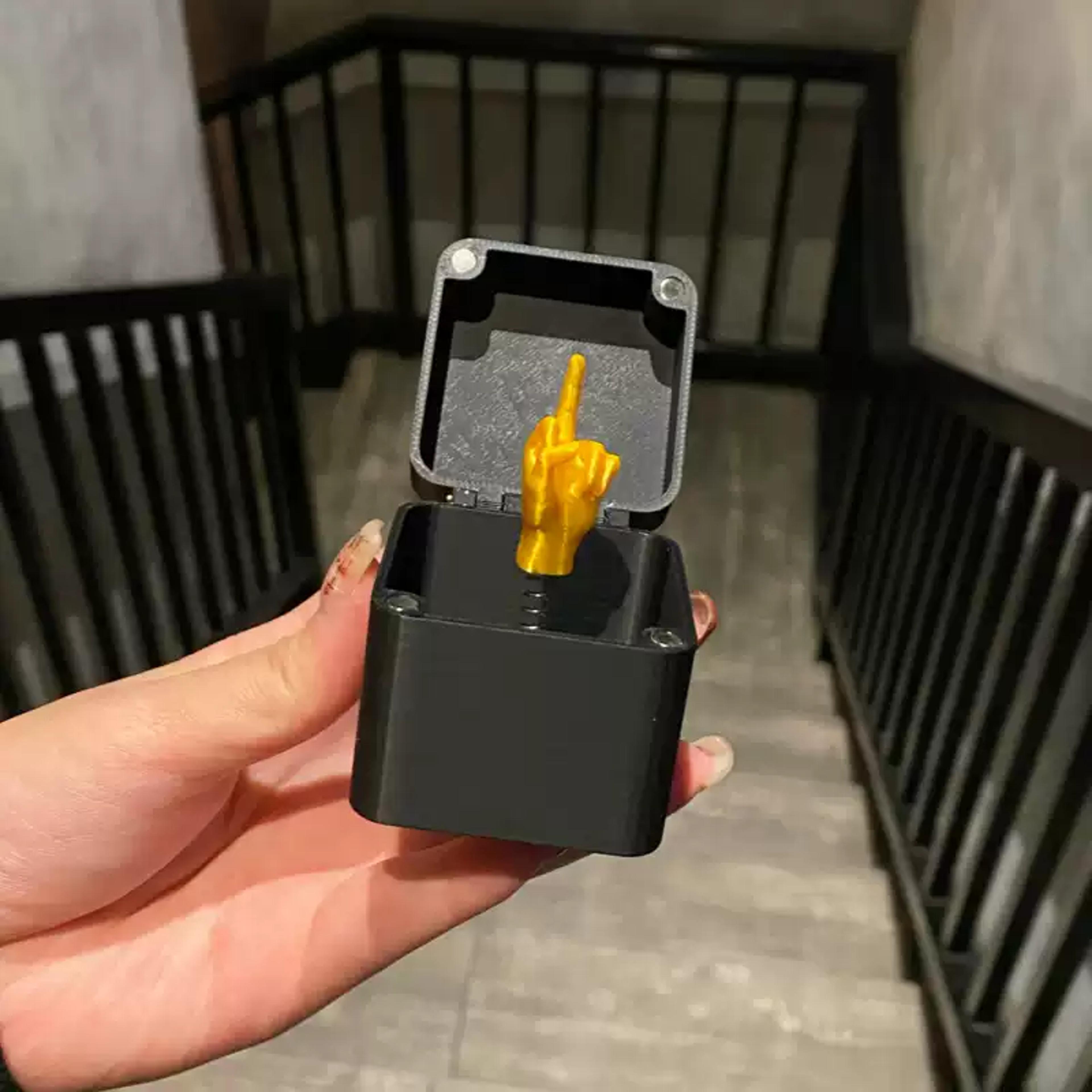 Hidden Middle Finger Box Desk Toy Funny Office Gag Gift Decor 2