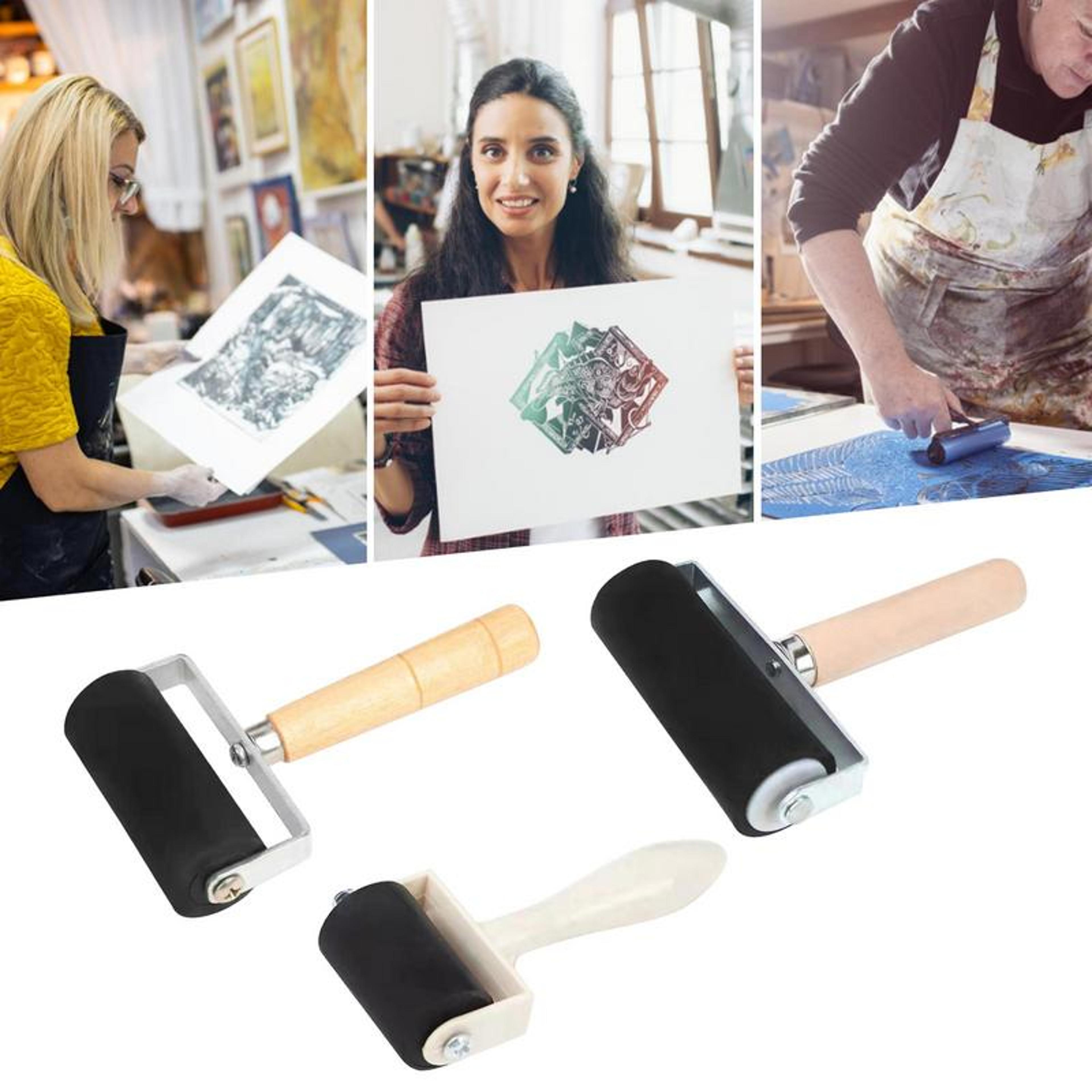 Precision Brayer Roller With Wooden Handle For Printmaking Ink Spreading  Craft Painting 3