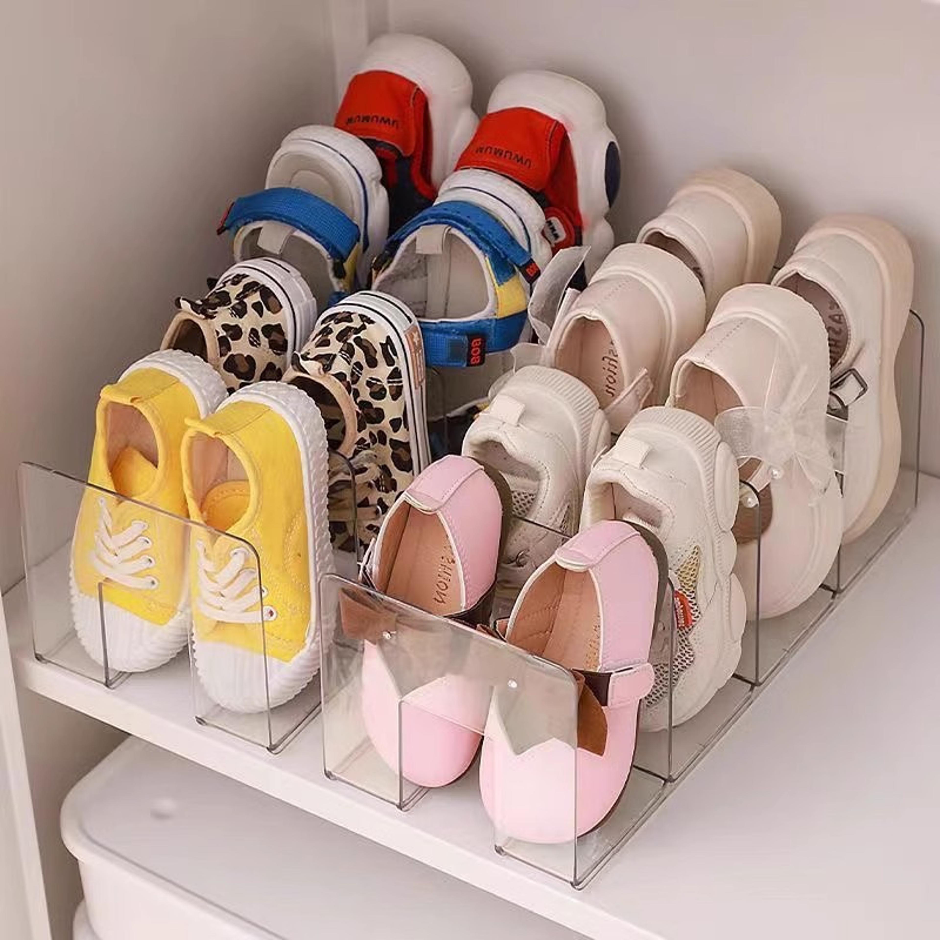 crystal clear shoe organizer rack for closets and entryways