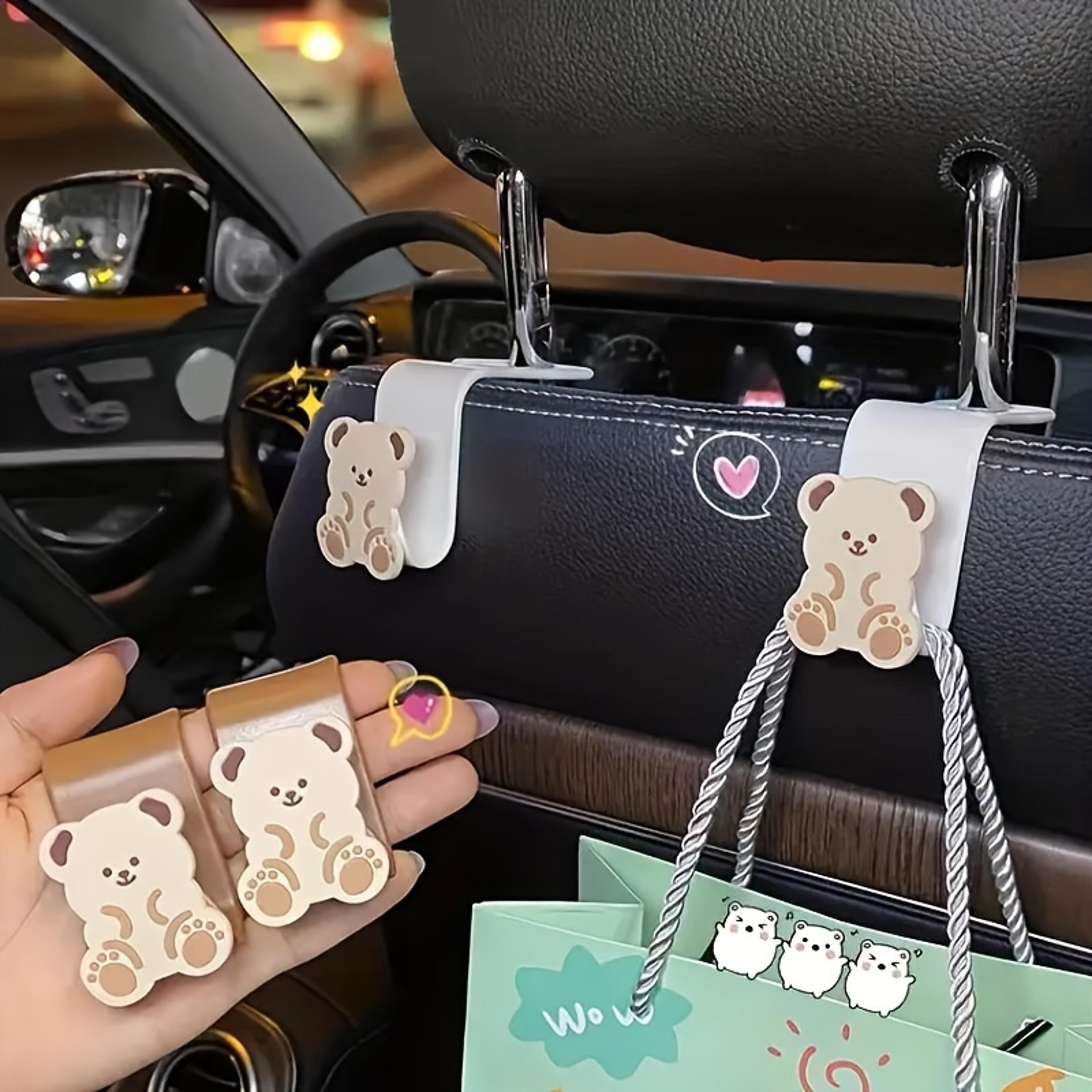 cute bear & bunny car headrest hooks for bags and purses universal back seat organizer