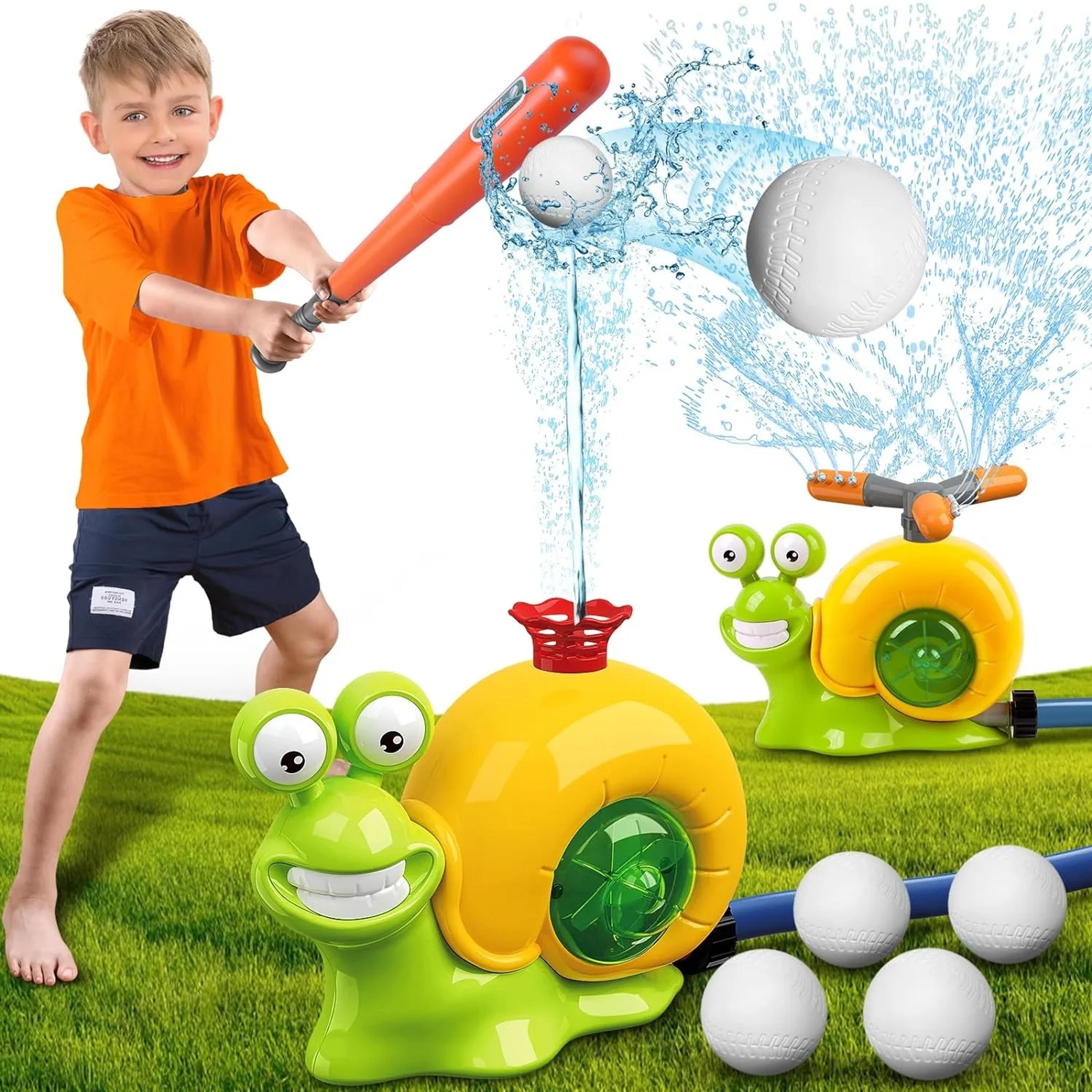 snail splash baseball sprinkler toy for kids with rotating water spray