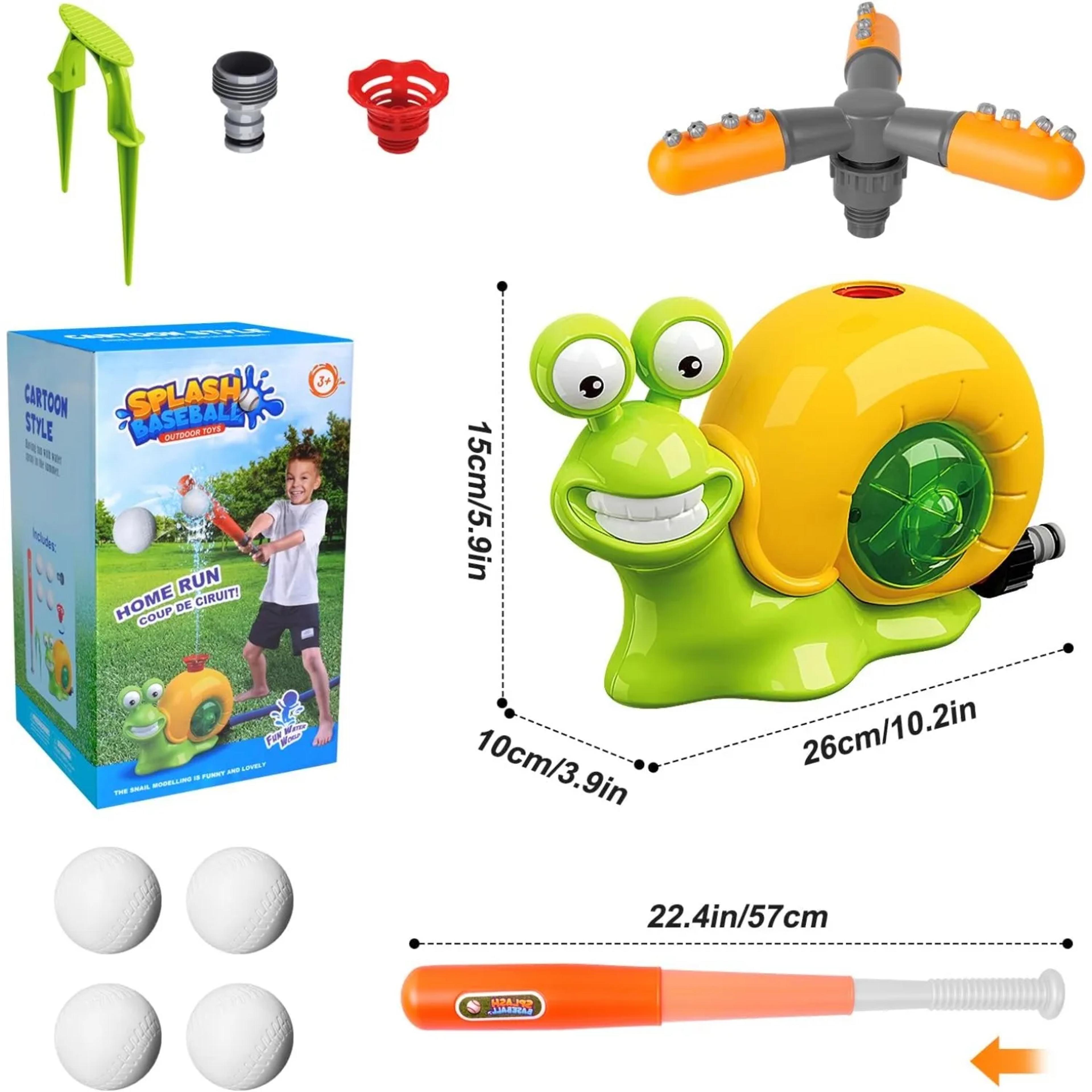 Snail Splash Baseball Sprinkler Toy For Kids With Rotating Water Spray 1