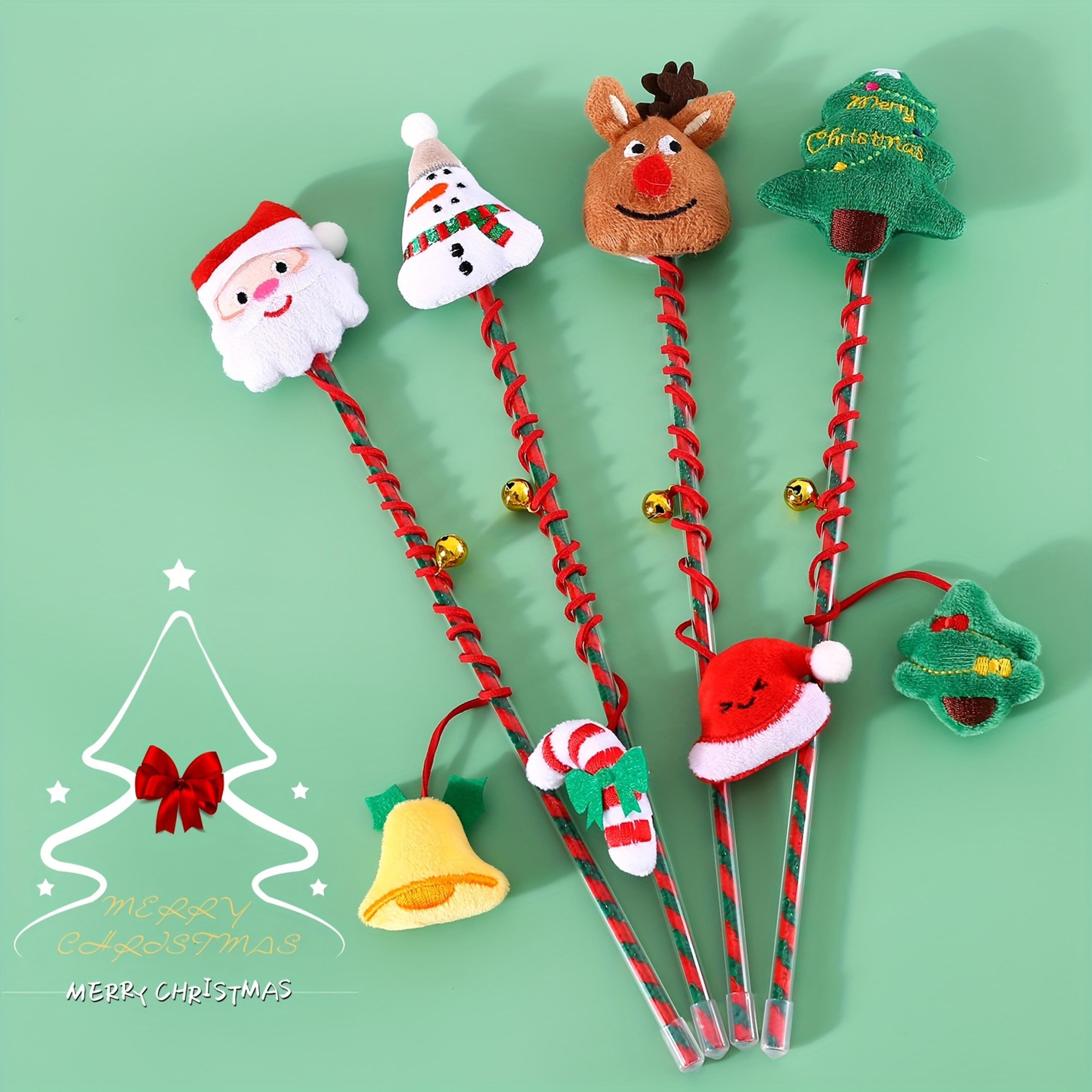 christmas interactive cat wand toy with bell for indoor cats and kittens