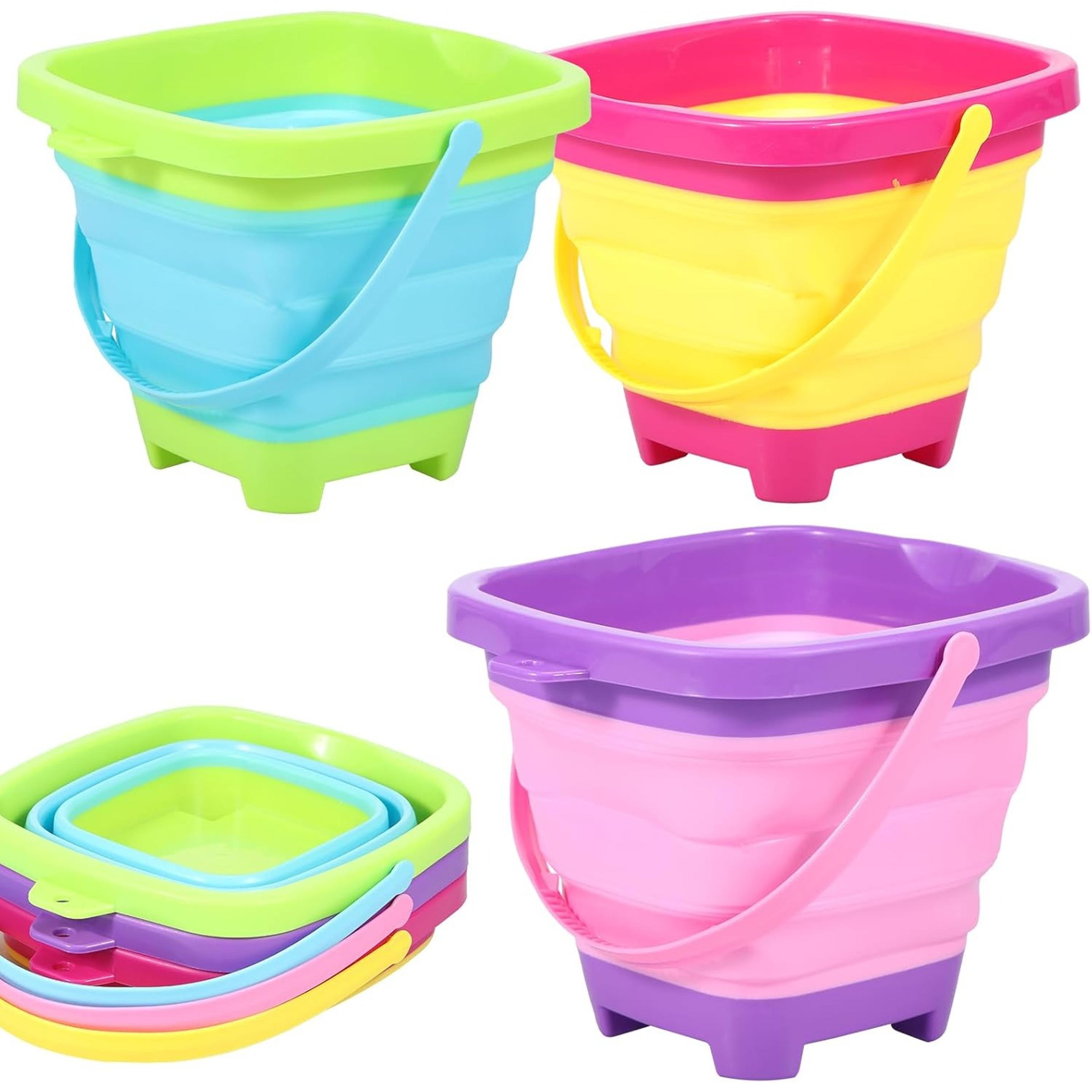 collapsible silicone beach bucket for kids travel sand toy set