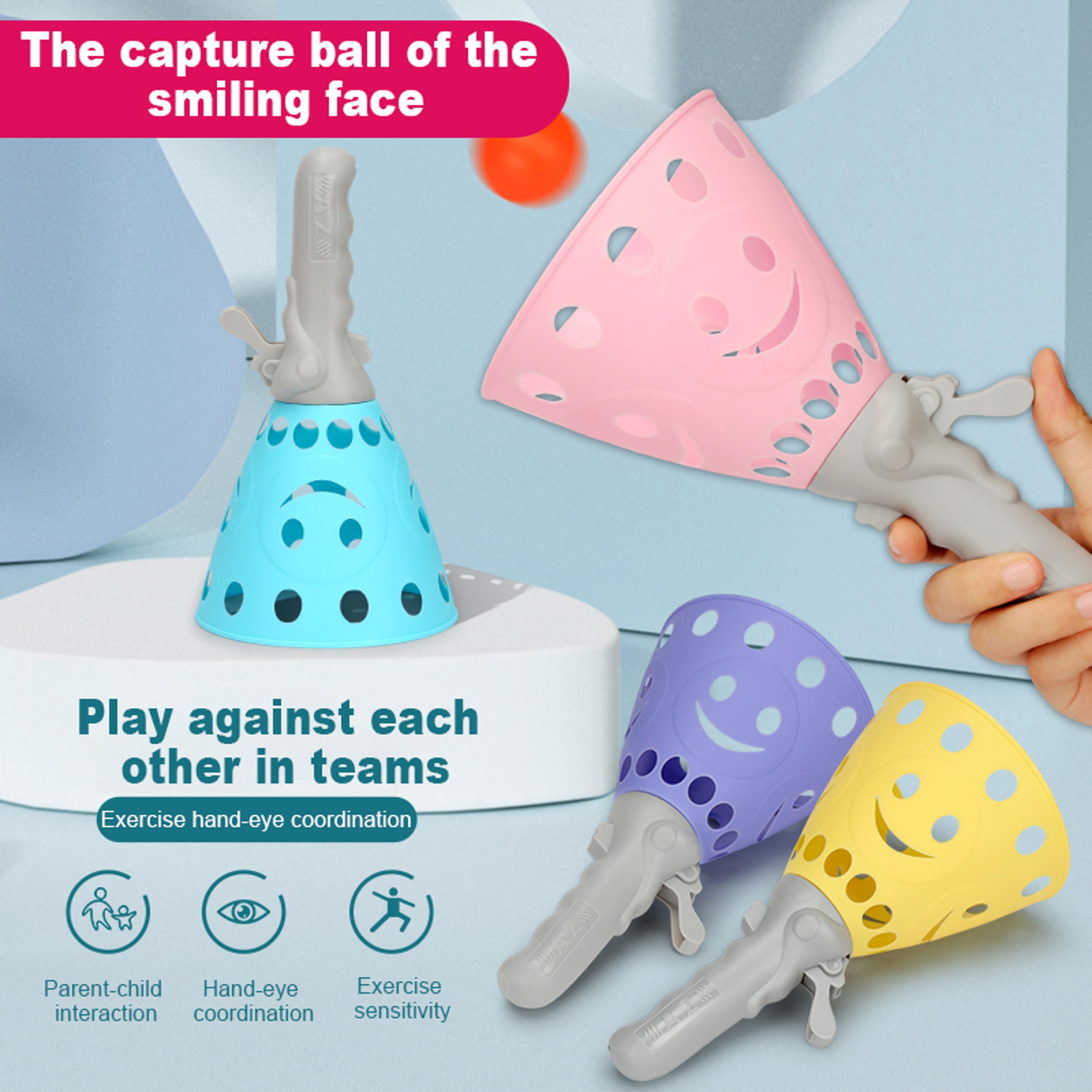 kids pop catch ball game set with launch baskets & balls for outdoor indoor play