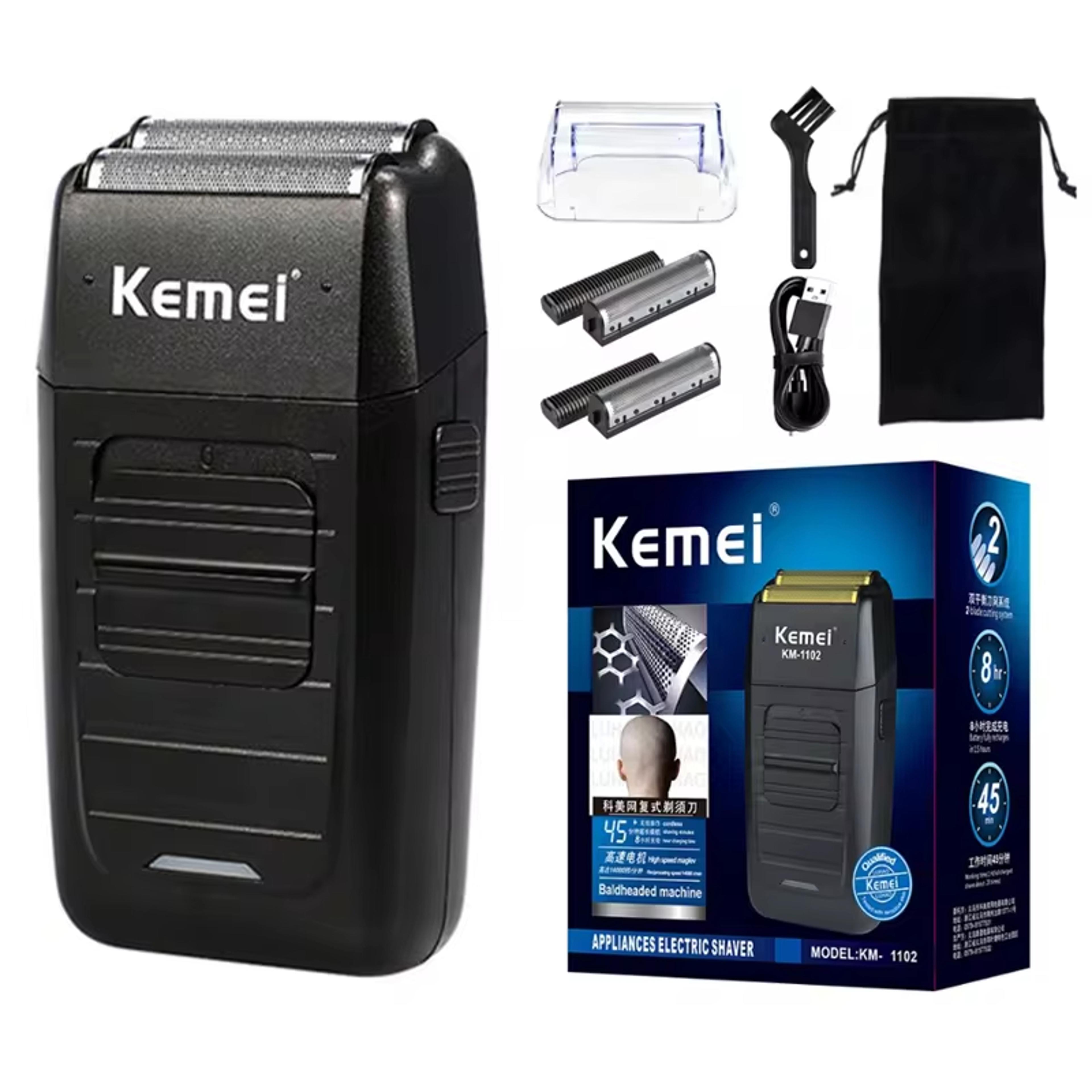 kemei electric foil shaver for men cordless rechargeable razor with twin blade trimmer