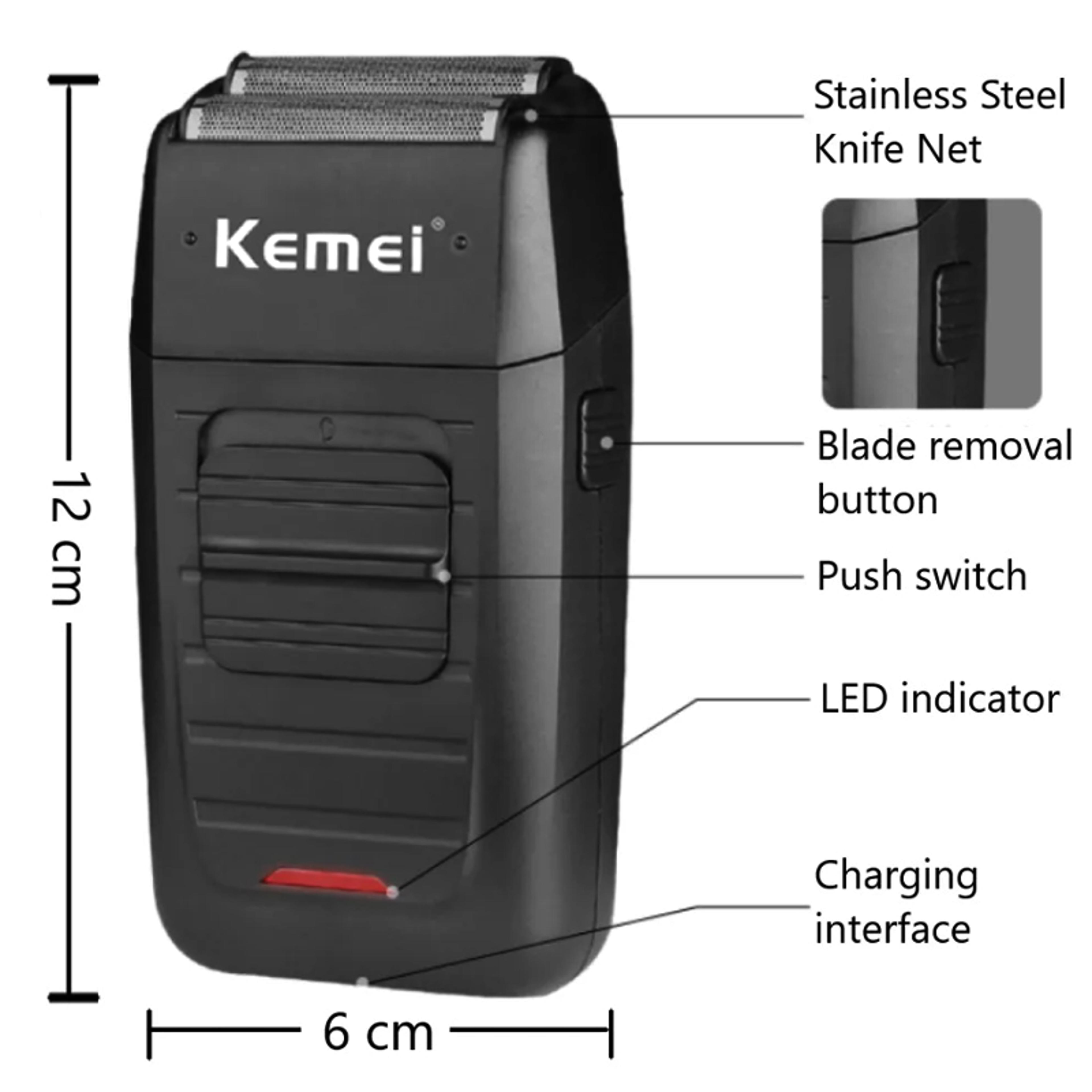Kemei Electric Foil Shaver For Men Cordless Rechargeable Razor With Twin Blade Trimmer 4