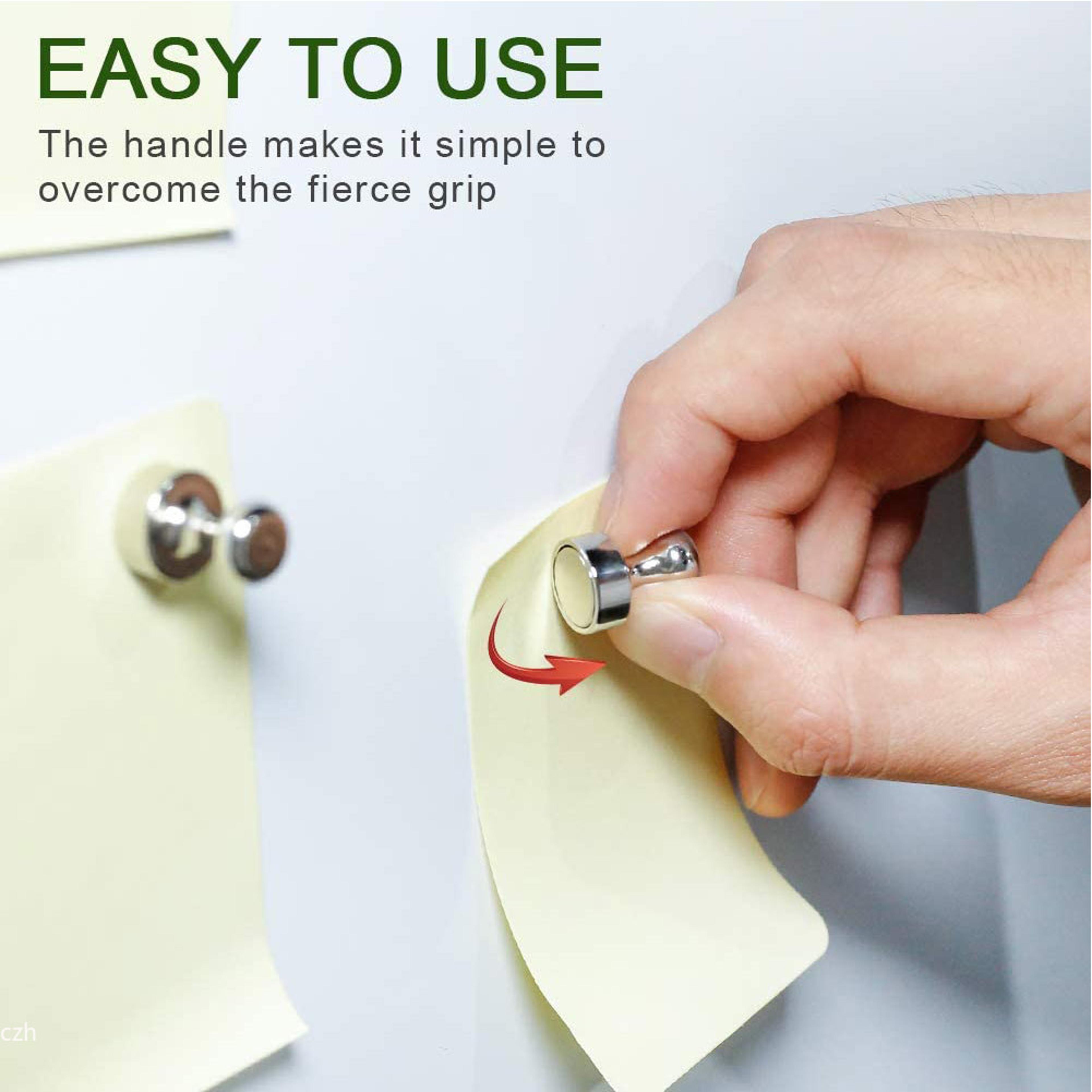 StrongHold Neodymium Magnets Pin Set Heavy Duty Magnetic Push Pins For Fridge Office  Whiteboard 2