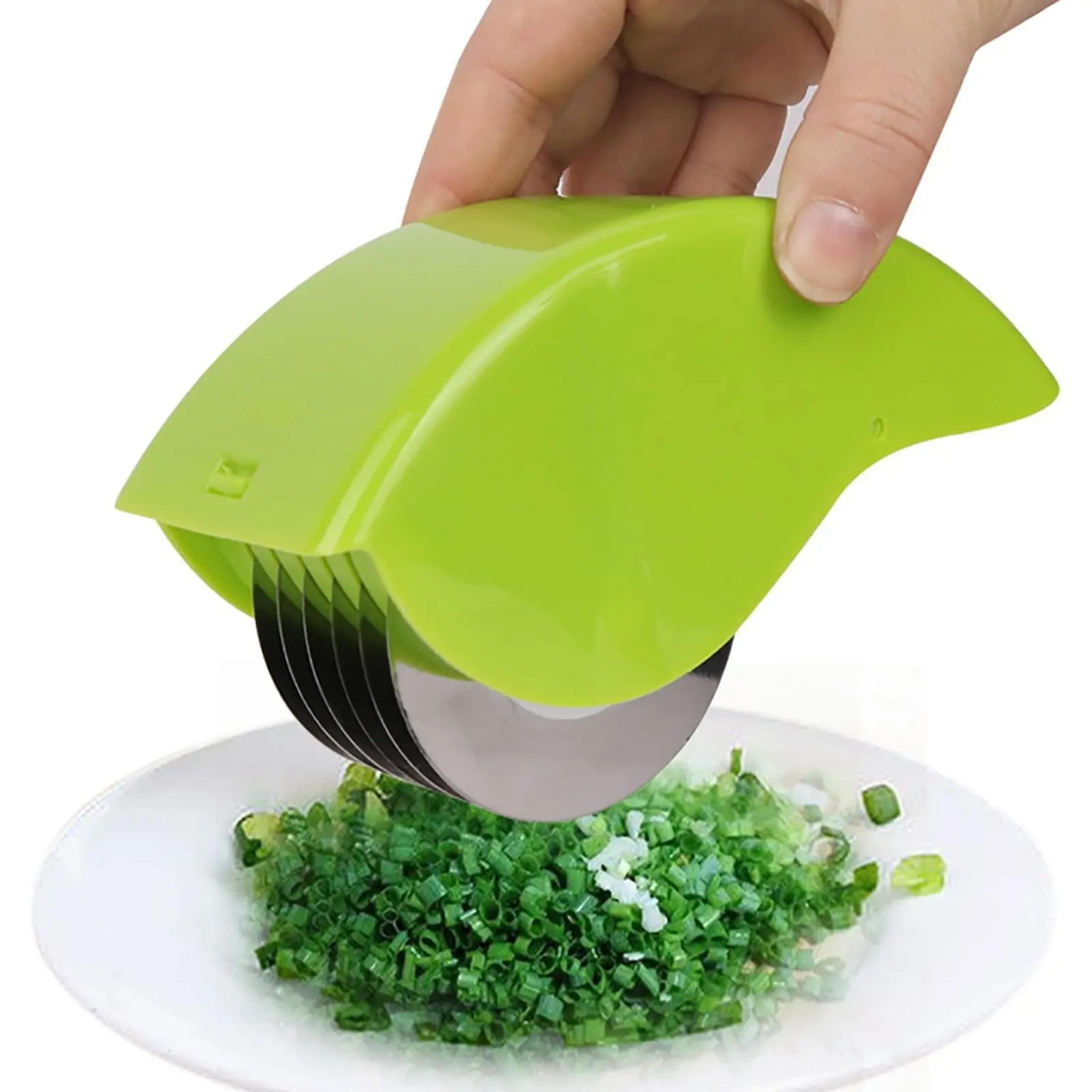 blade herb cutter roller manual vegetable chopper for fast kitchen prep