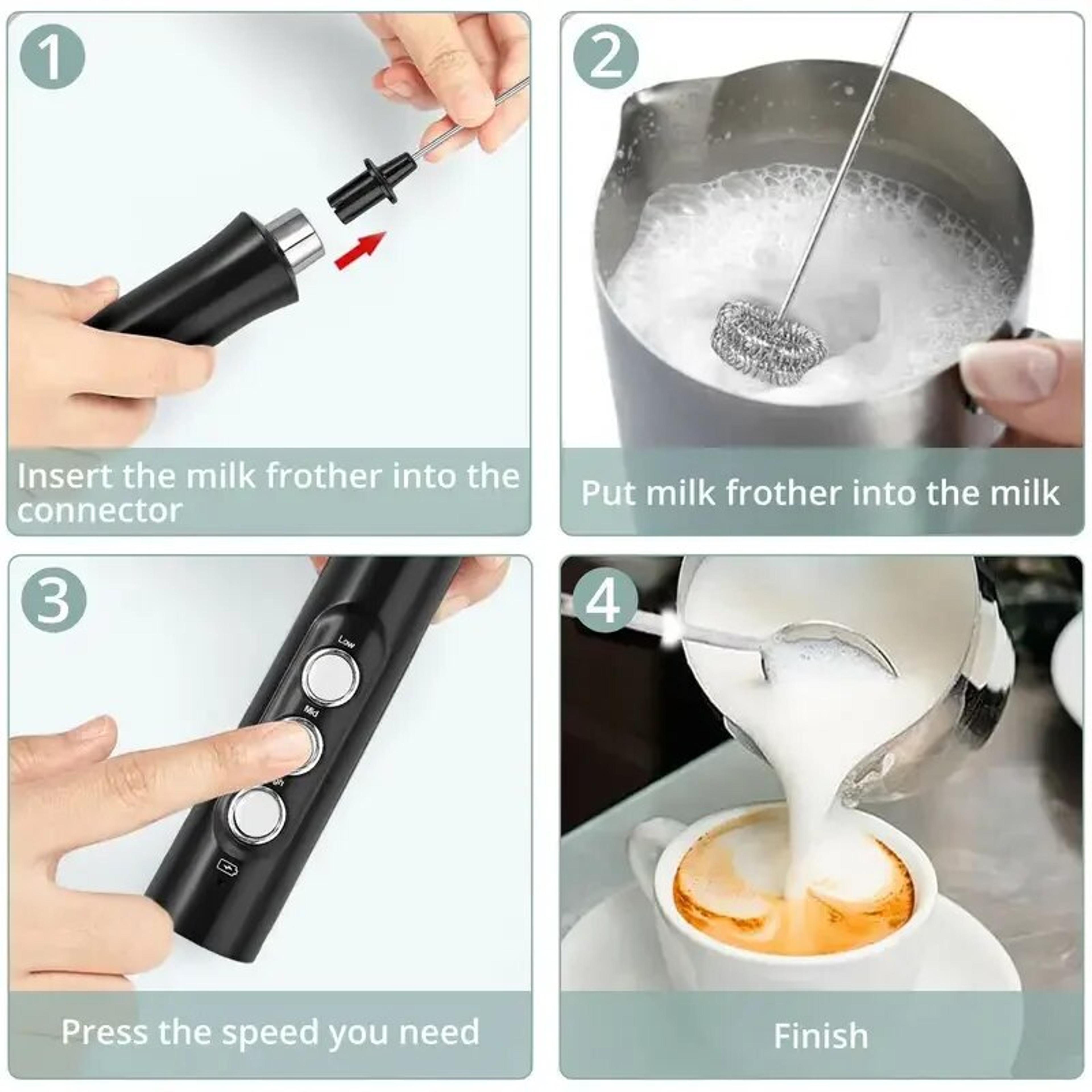 Velora USB Rechargeable Milk Frother Speed Handheld Foam Maker For Latte Cappuccino  Matcha 4