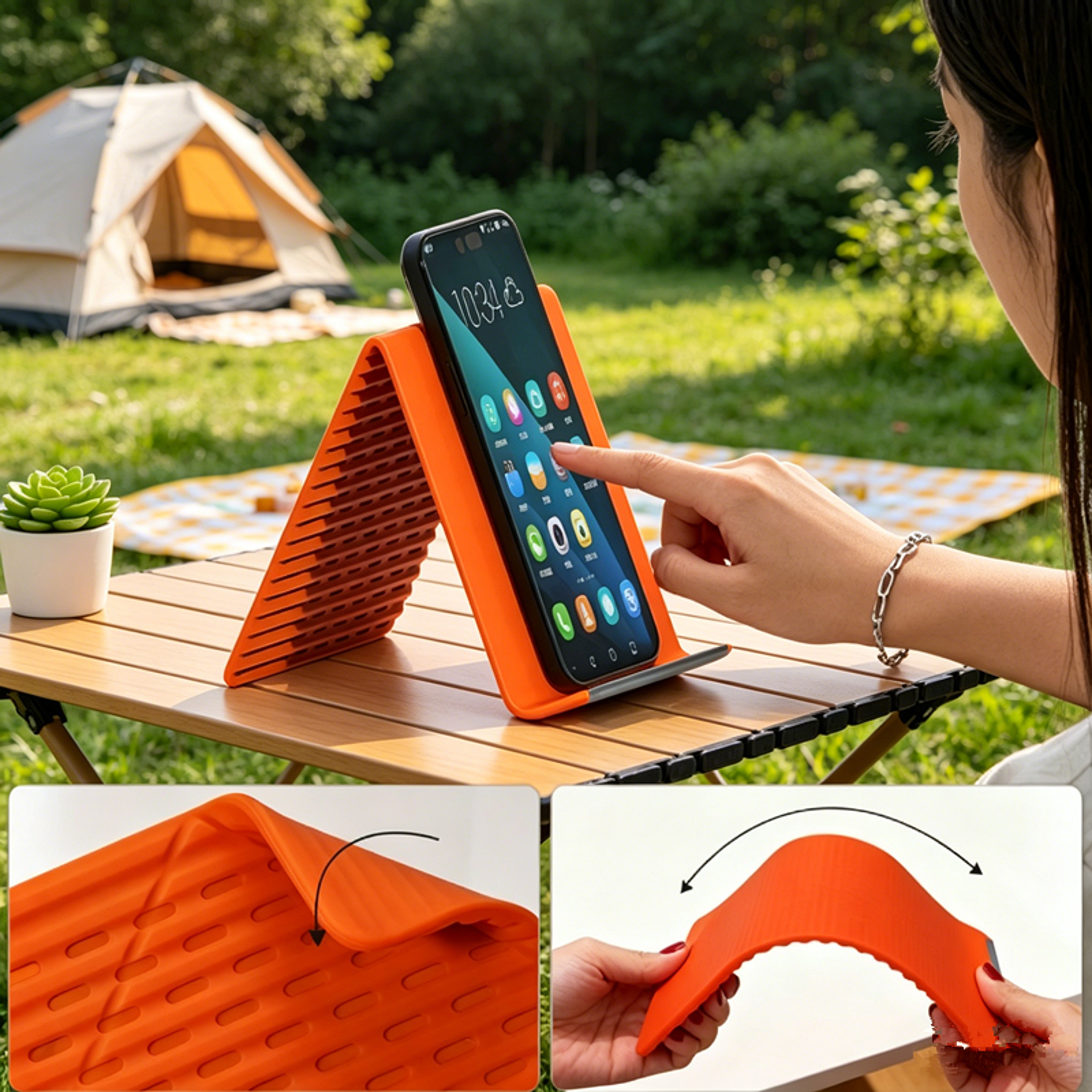 Universal Portable Silicone Phone  Tablet Stand Foldable Desktop Device Holder 2