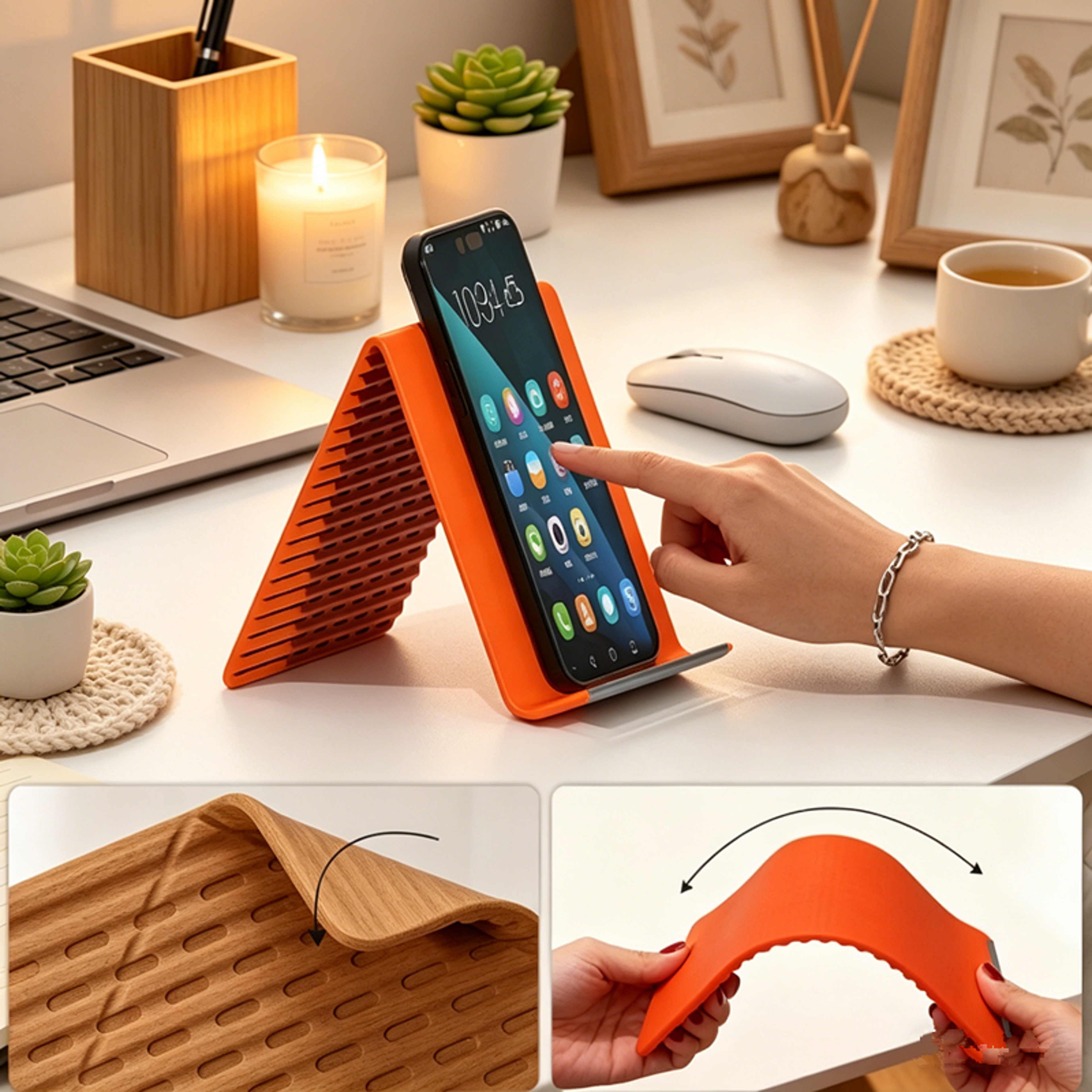 Universal Portable Silicone Phone  Tablet Stand Foldable Desktop Device Holder 3