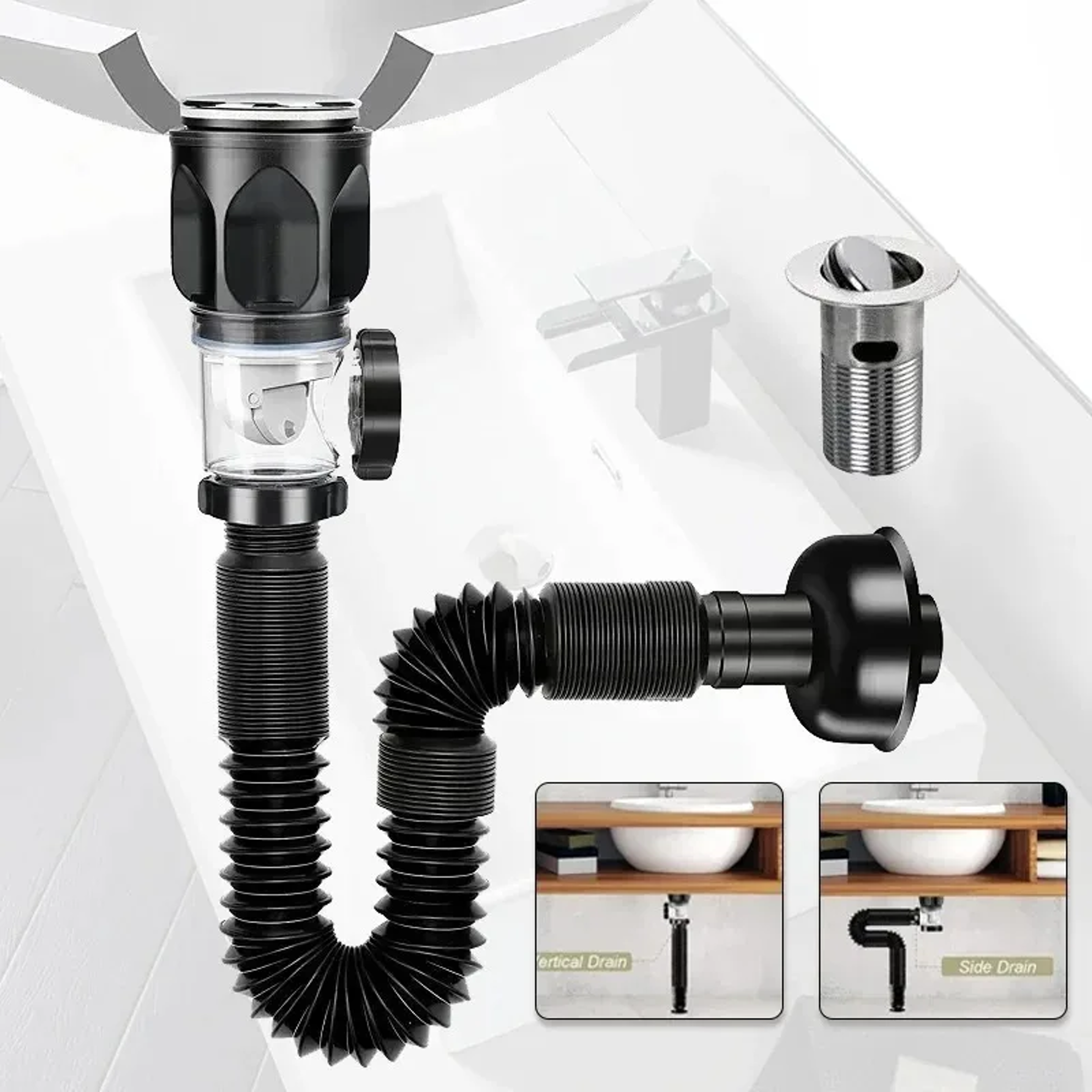 Anti Odor Sink Drain Pipe Kit For Wash Basin Bathroom Drainage System 2