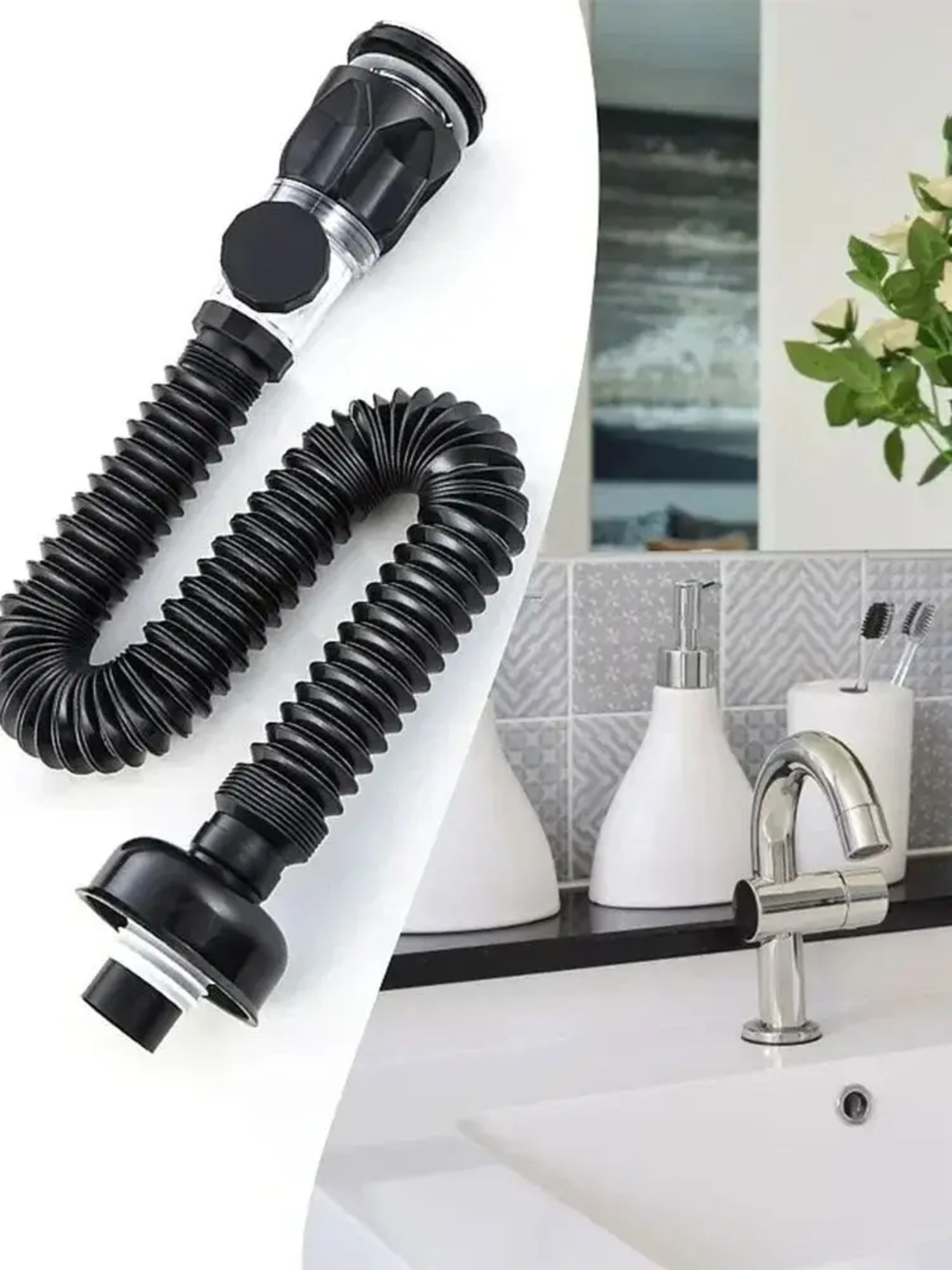 Anti Odor Sink Drain Pipe Kit For Wash Basin Bathroom Drainage System 4