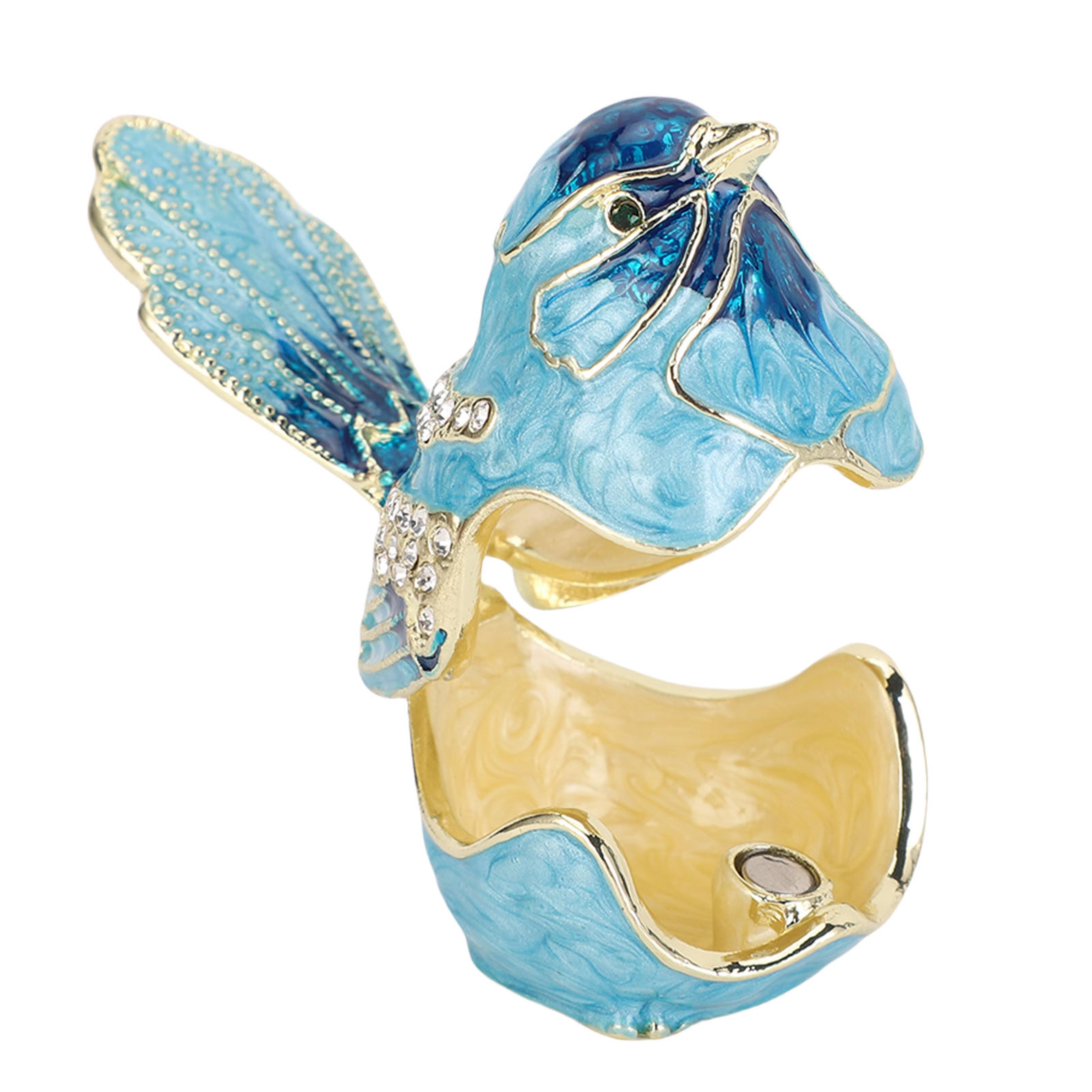 Crystal Bird Trinket Box Jewelry Organizer Enamel Keepsake Ring  Earring Storage 2