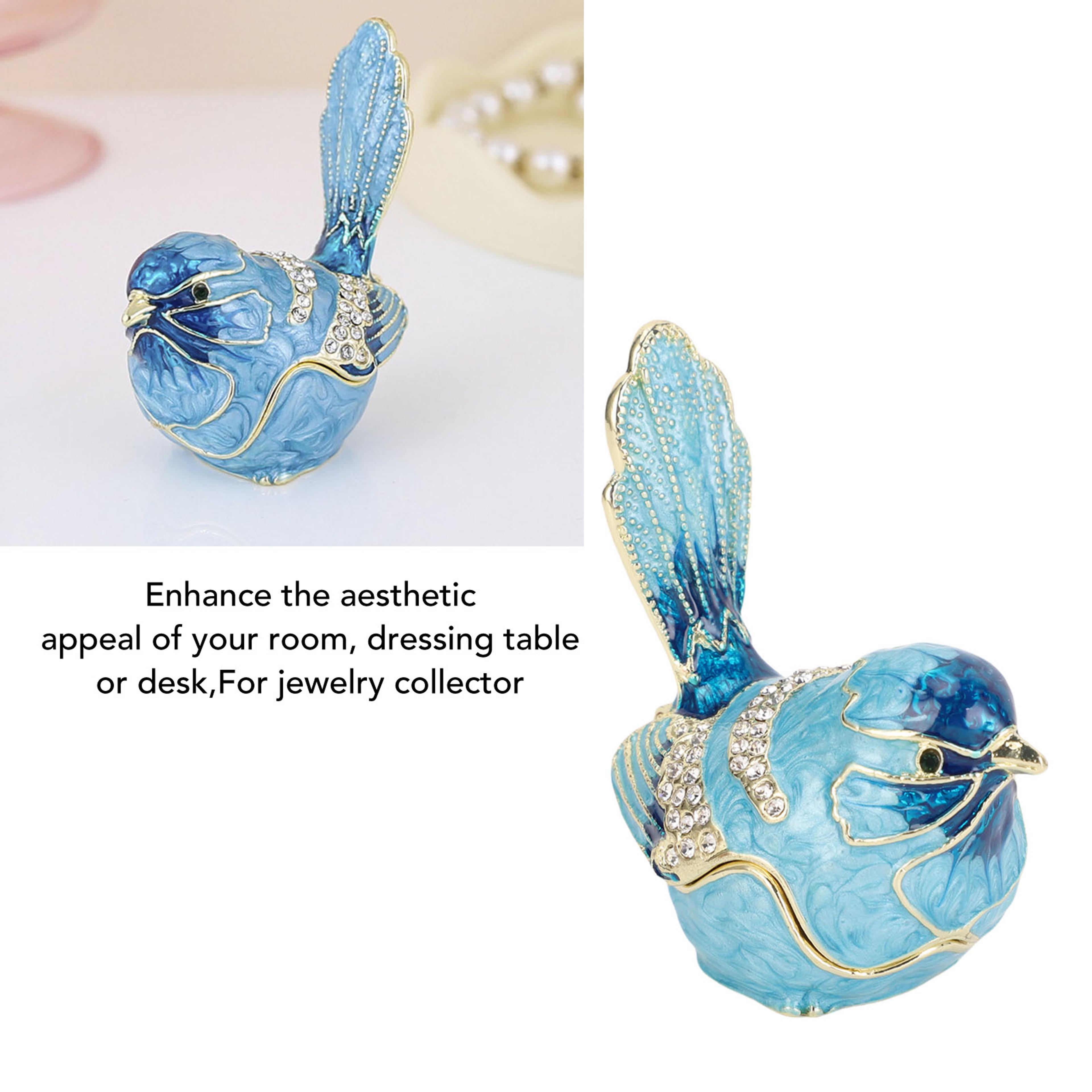 Crystal Bird Trinket Box Jewelry Organizer Enamel Keepsake Ring  Earring Storage 4