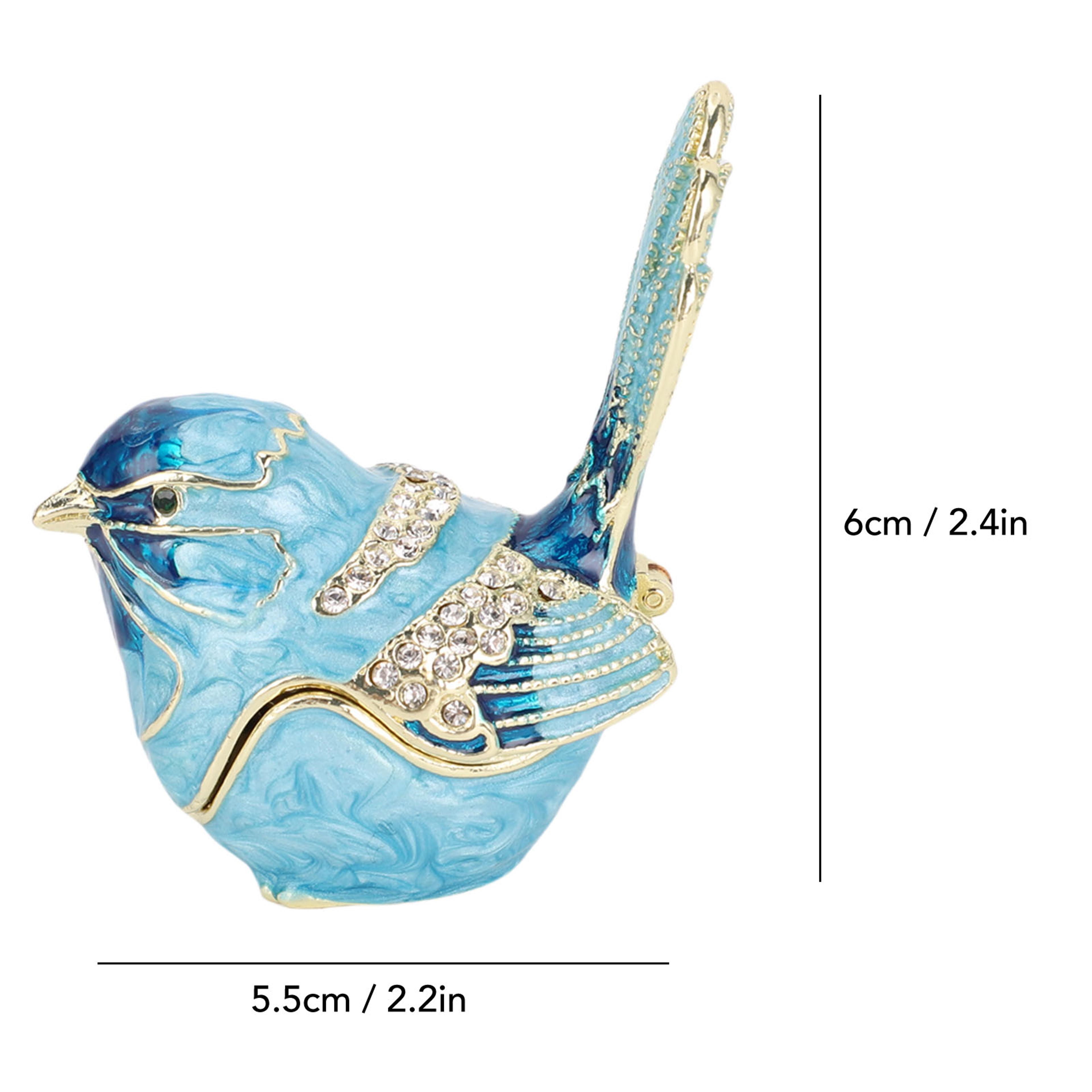 Crystal Bird Trinket Box Jewelry Organizer Enamel Keepsake Ring  Earring Storage 5