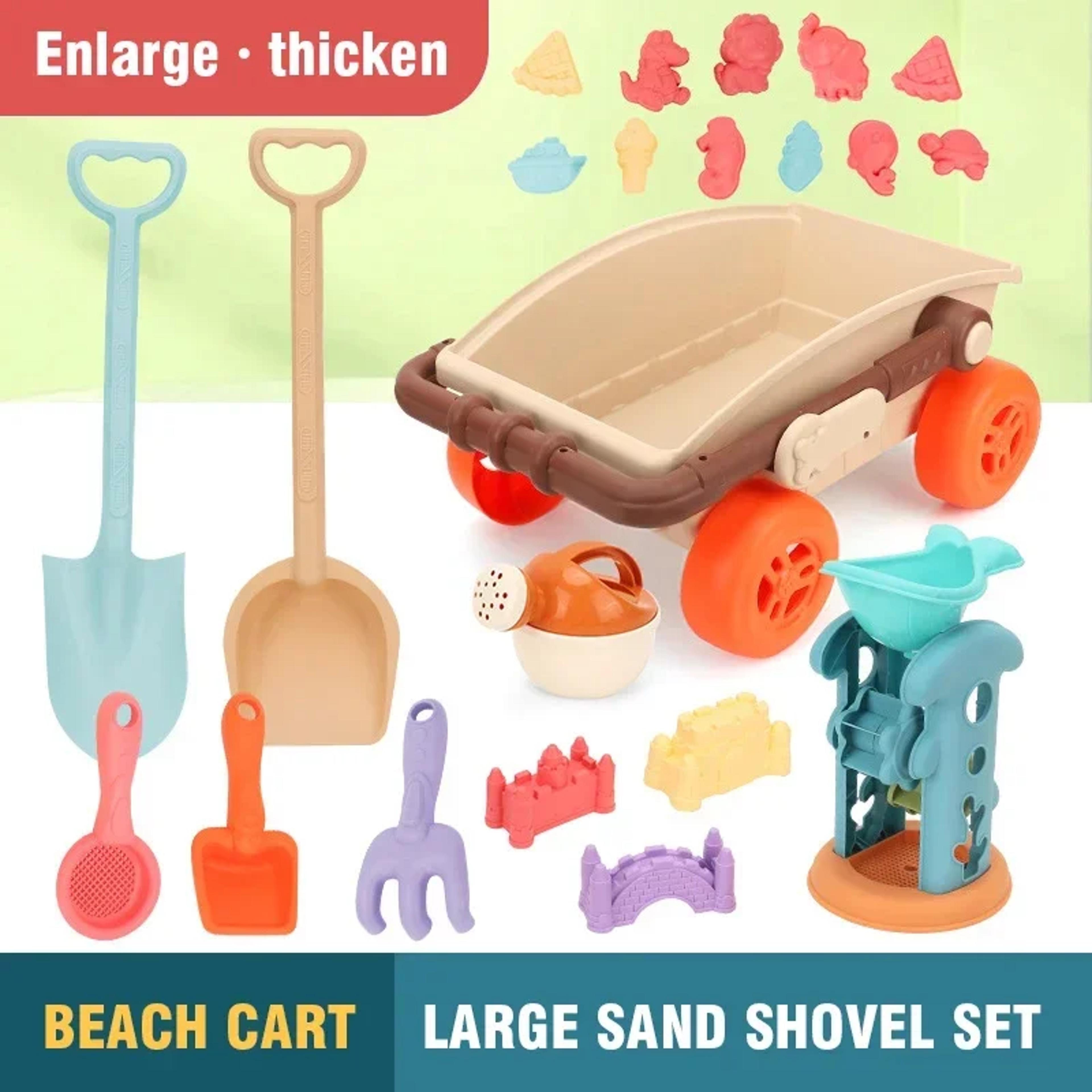 Beach Explorer Trolley Sand Toys Set Beach Toys For Kids With Collapsible Bucket  Sand Molds 3