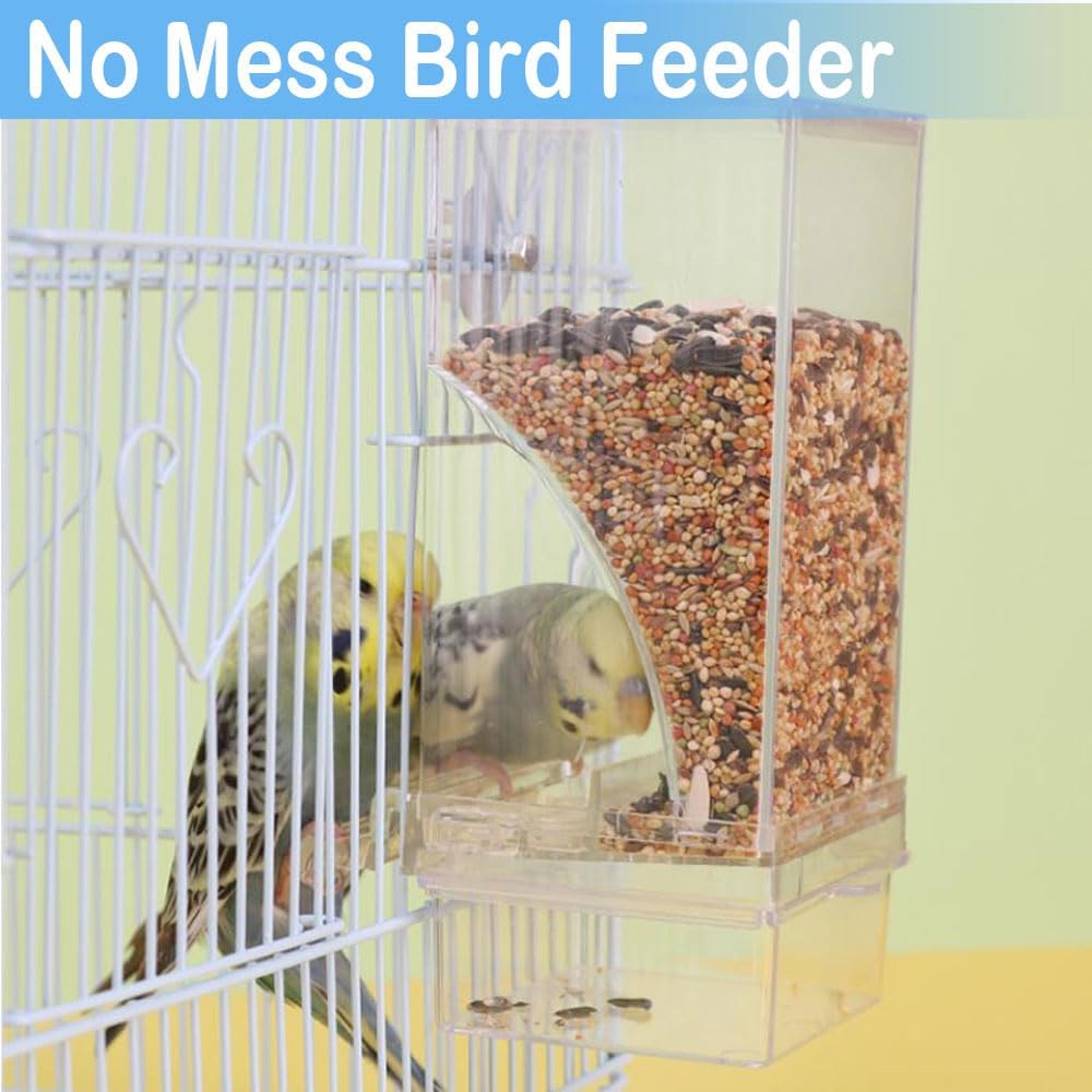 No Mess Transparent Automatic Bird Feeder For Parrot  Small Birds Cage 3