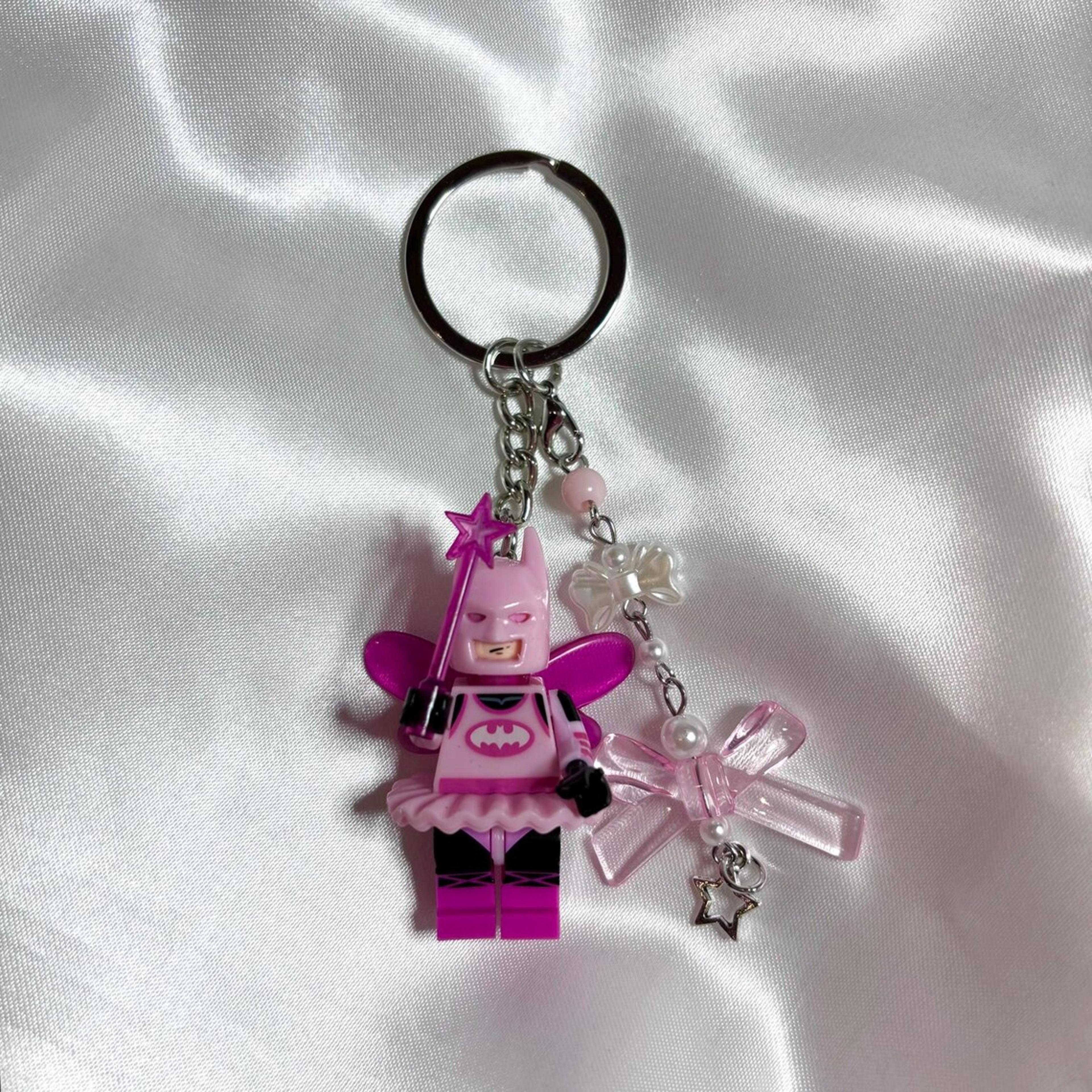 magical pink fairy bat minifigure keychain cute bag charm & gift